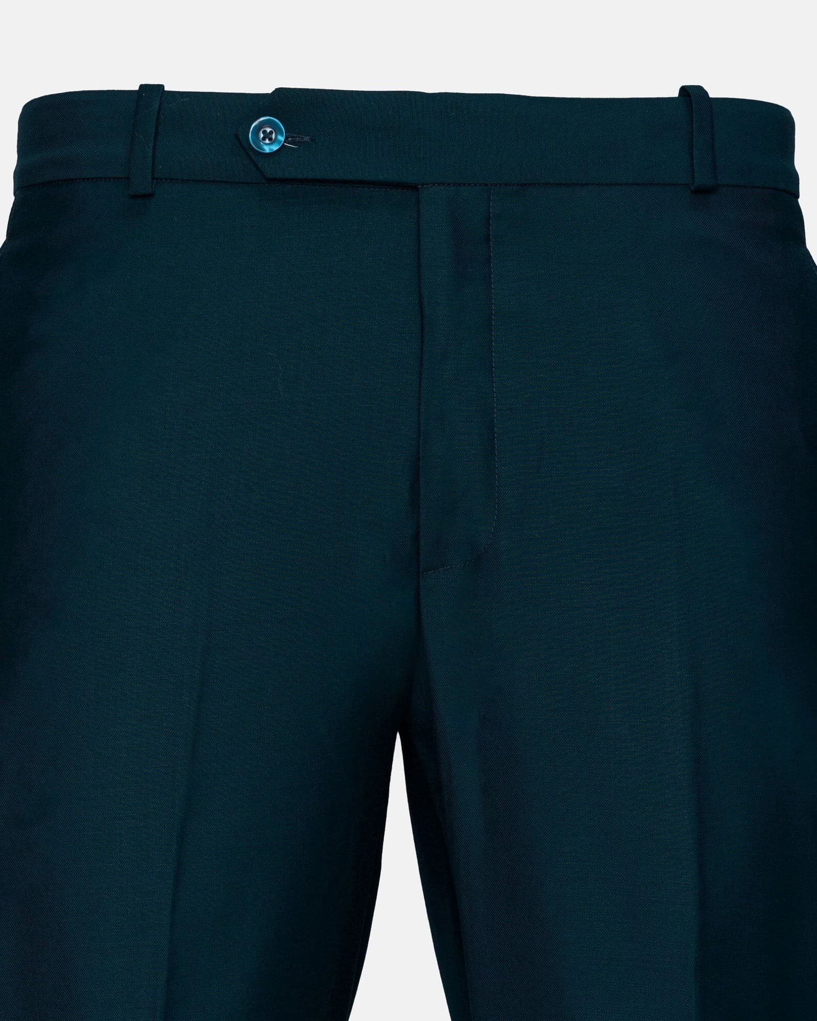 Madls Teal Plain Formal Cotton Pant