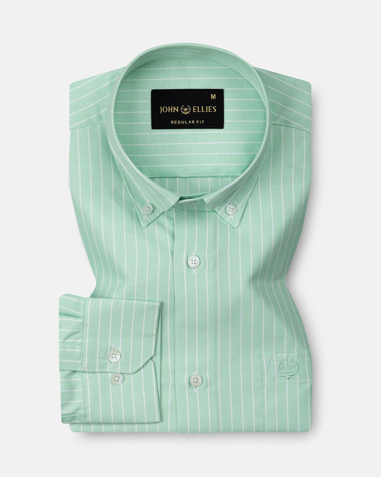 Seashel Lime Stripe Button Down Oxford Cotton Shirt