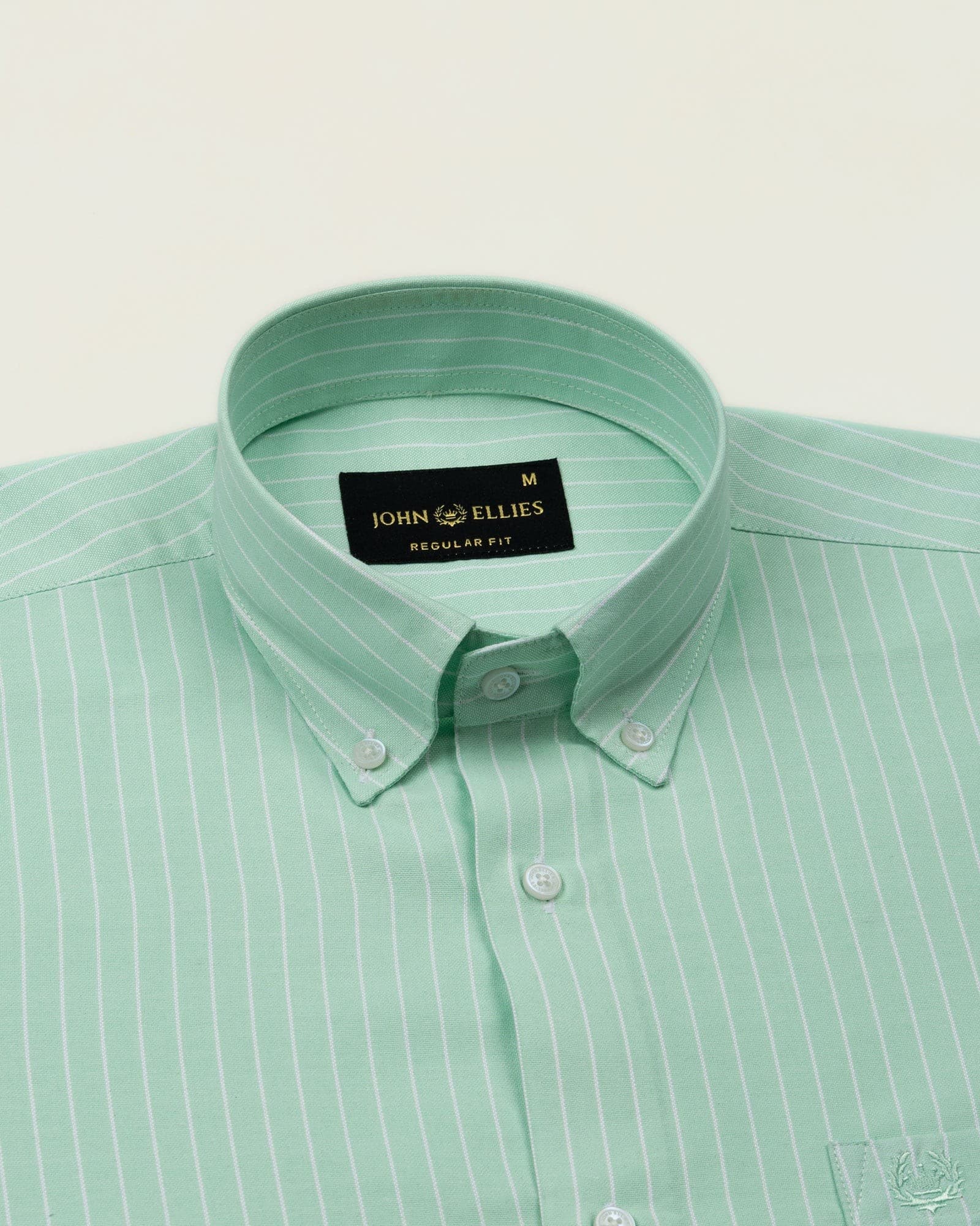 Seashel Lime Stripe Button Down Oxford Cotton Shirt
