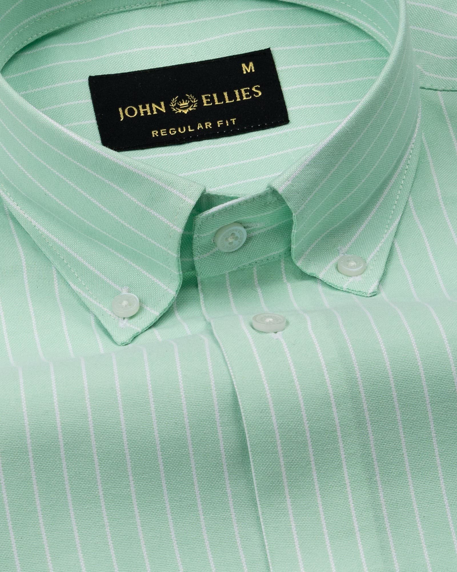 Seashel Lime Stripe Button Down Oxford Cotton Shirt