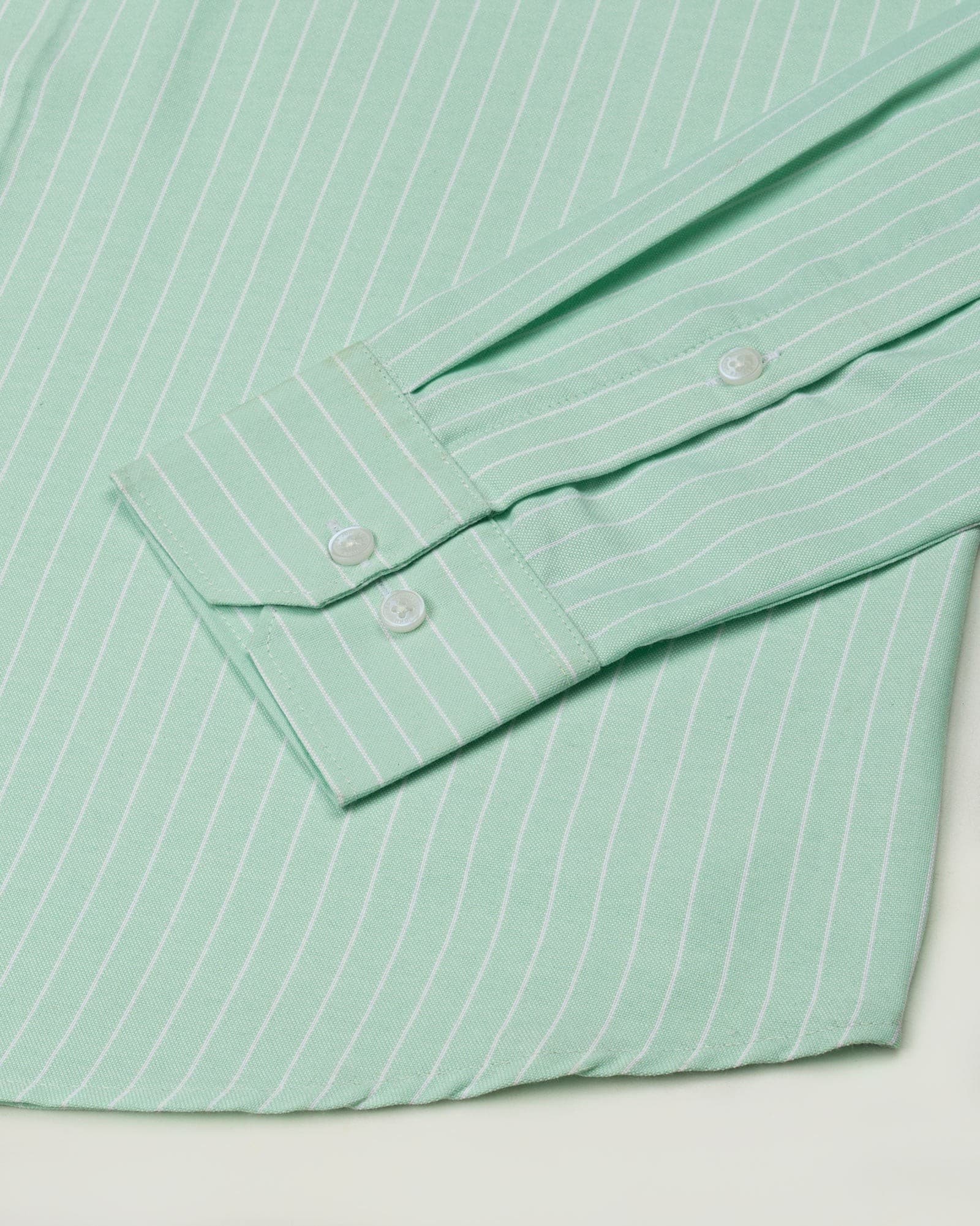 Seashel Lime Stripe Button Down Oxford Cotton Shirt
