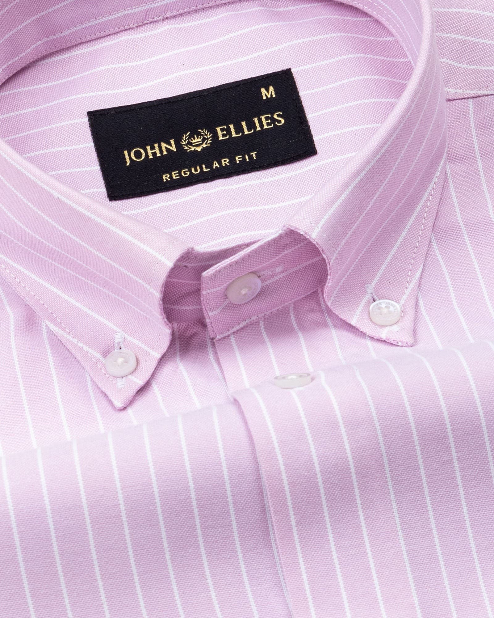Seashel Pink Stripe Button Down Oxford Cotton Shirt