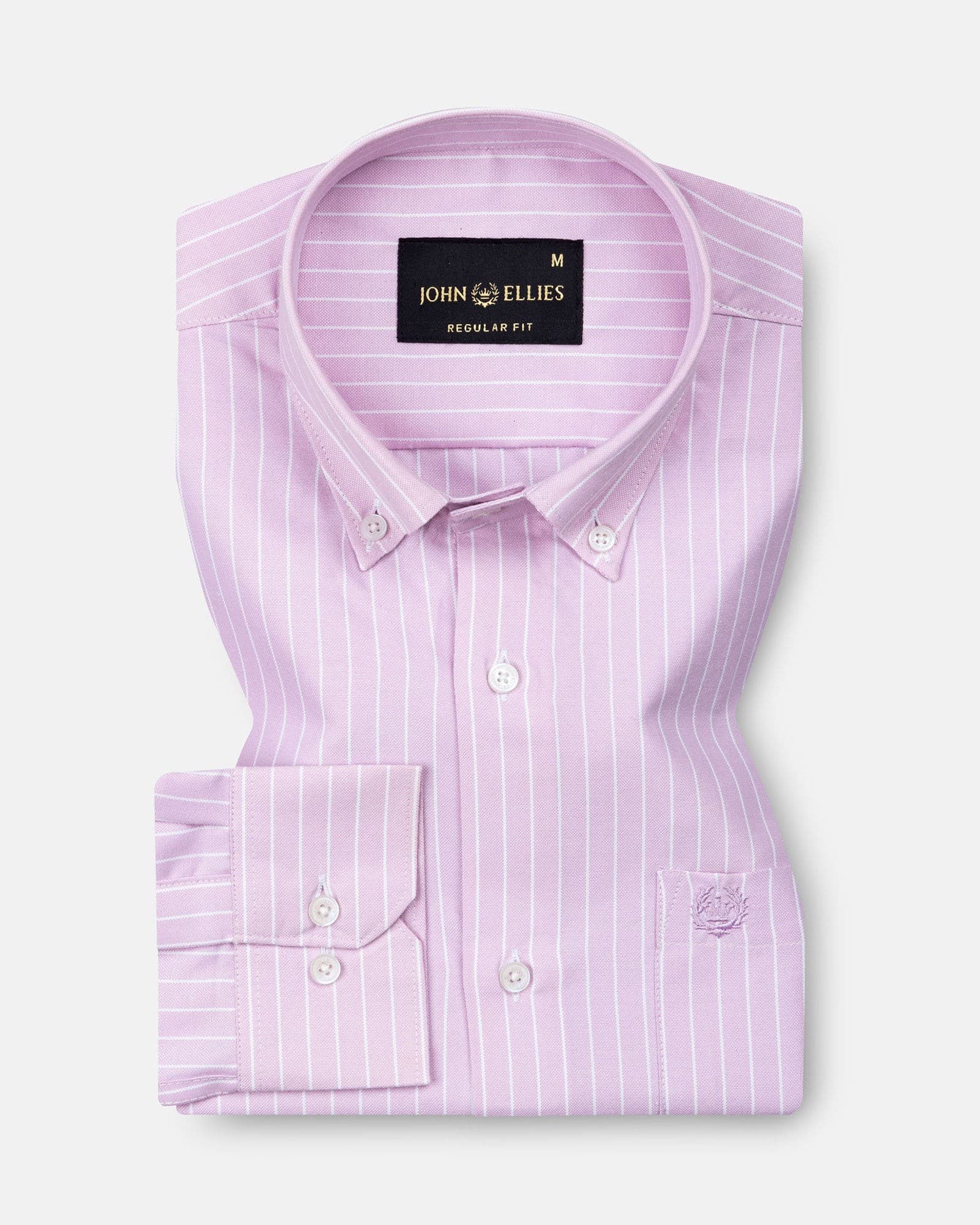 Seashel Pink Stripe Button Down Oxford Cotton Shirt