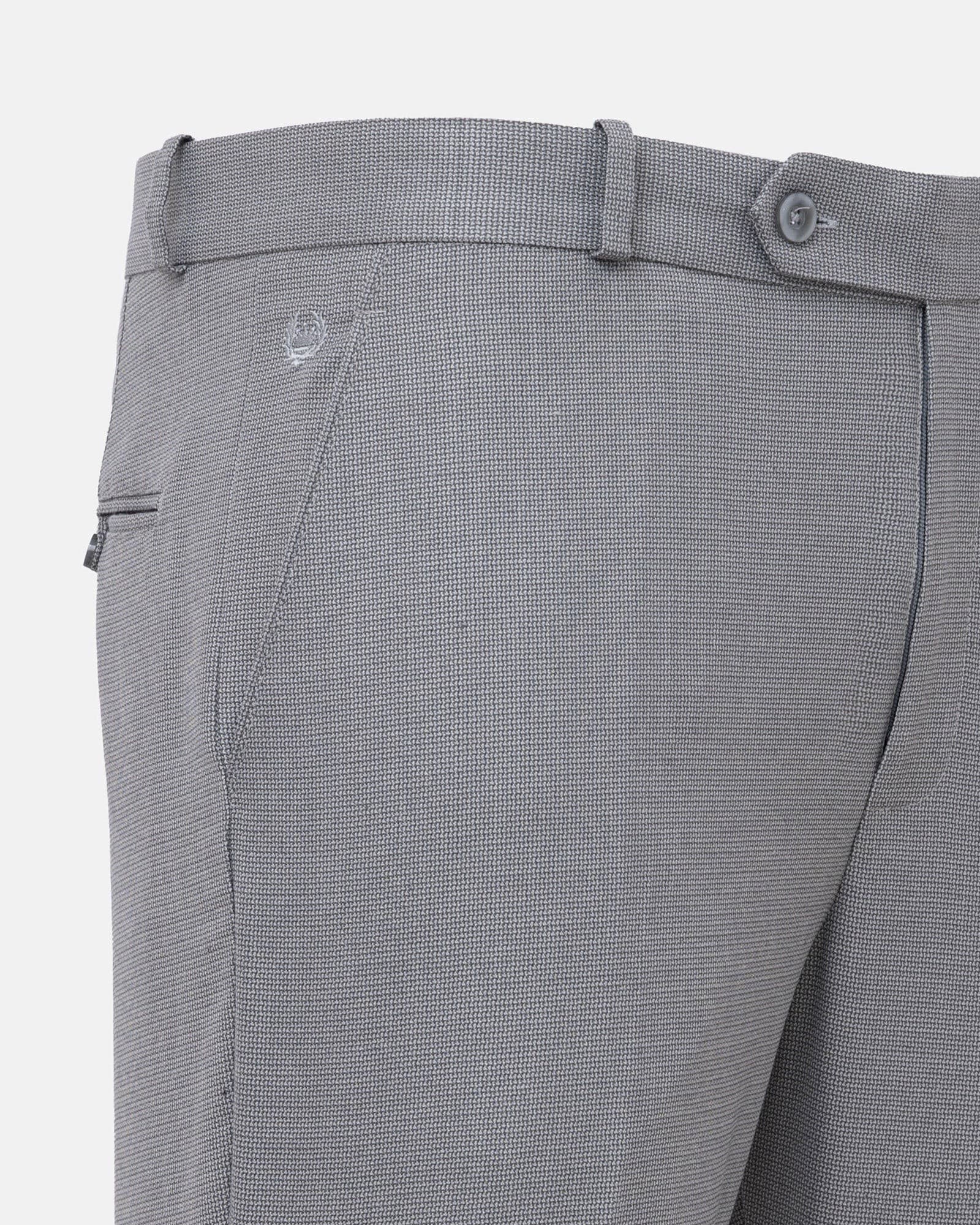 Mance Grey Textured Formal Cotton Pant