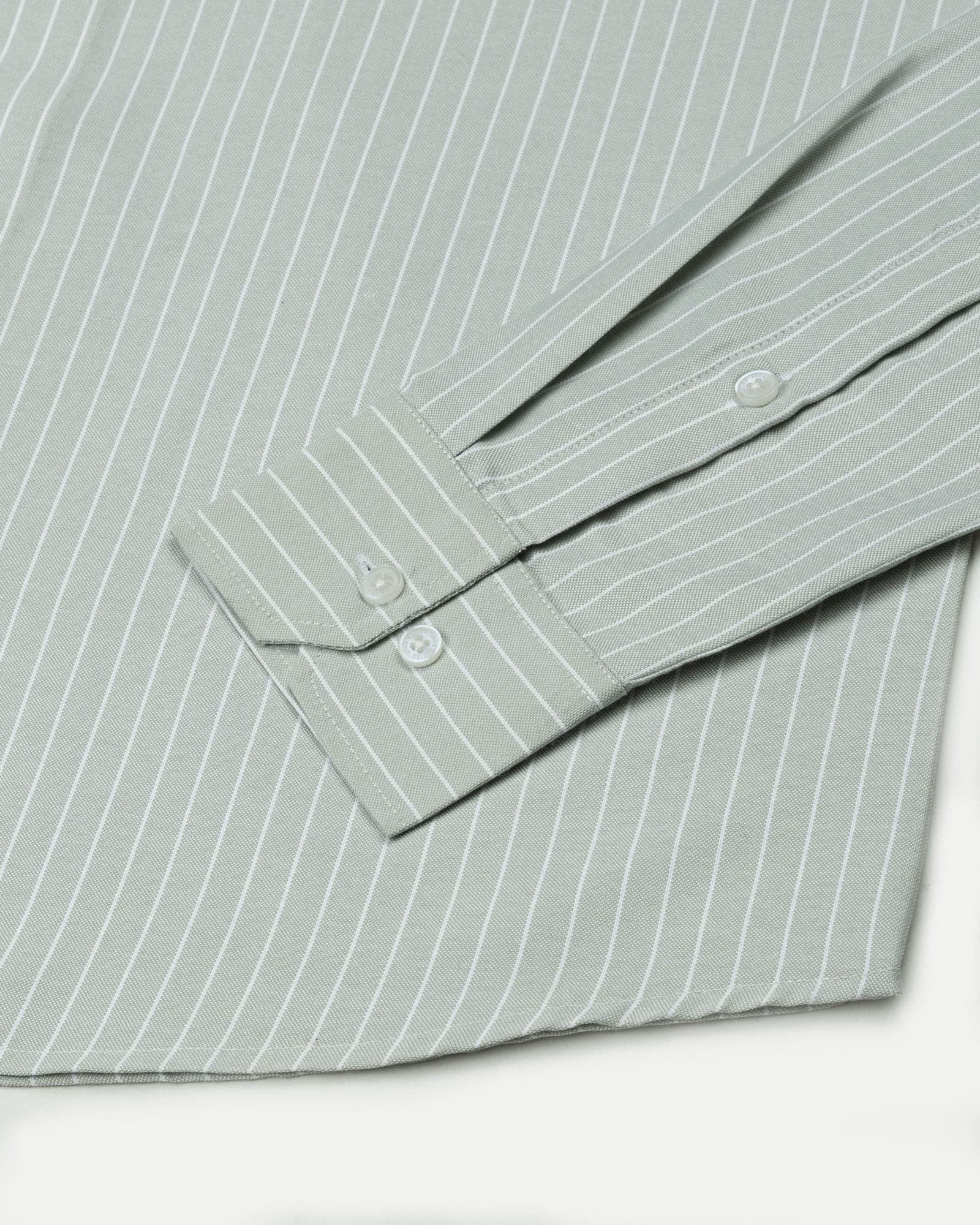Seashel Olive Stripe Button Down Oxford Cotton Shirt
