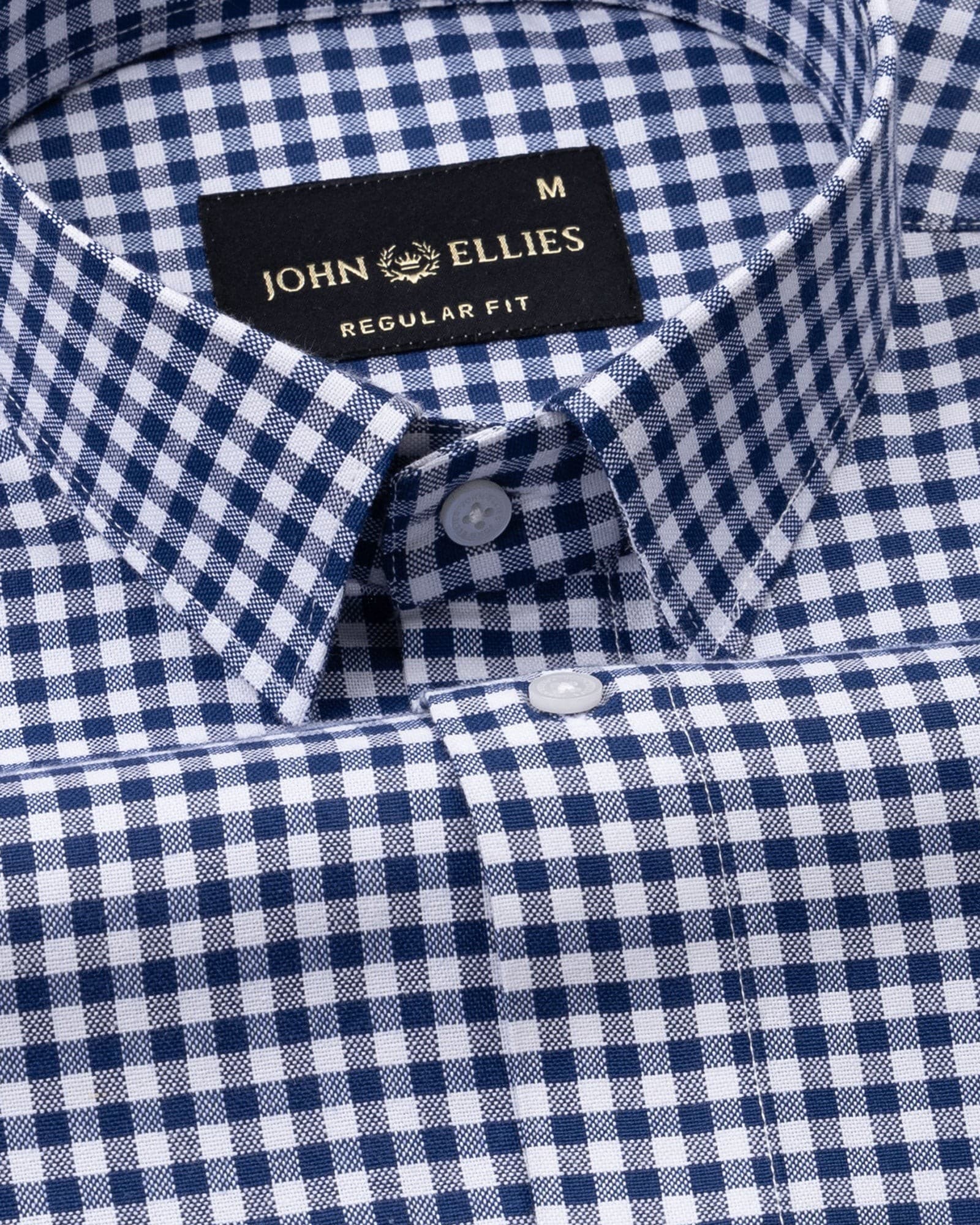 Prascot Navy Blue Check Oxford Cotton Shirt