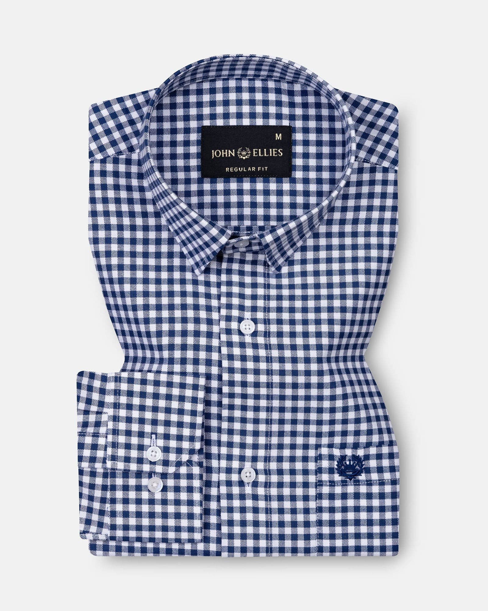 Prascot Navy Blue Check Oxford Cotton Shirt