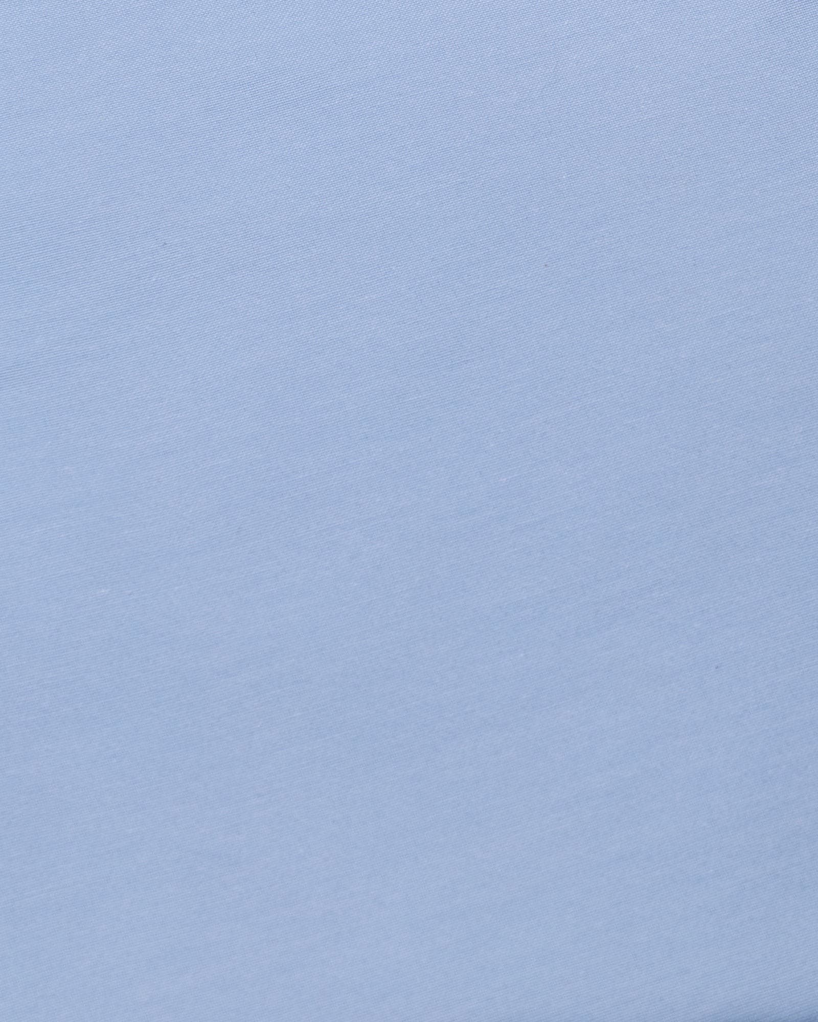 Raven Sky Blue White Cuff Collar Oxford Cotton Shirt