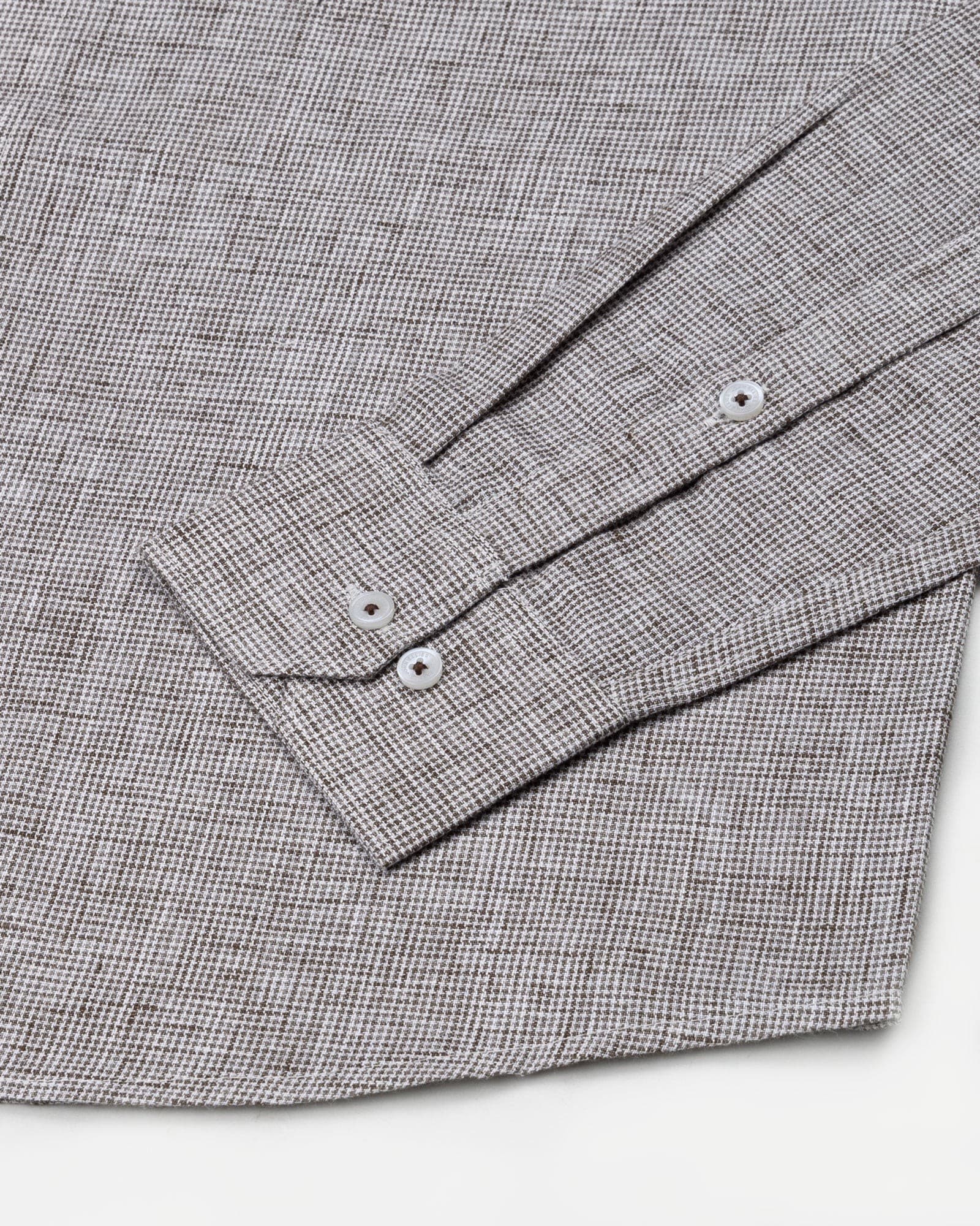 Parcore Brown Check Button Down Linen Cotton Shirt