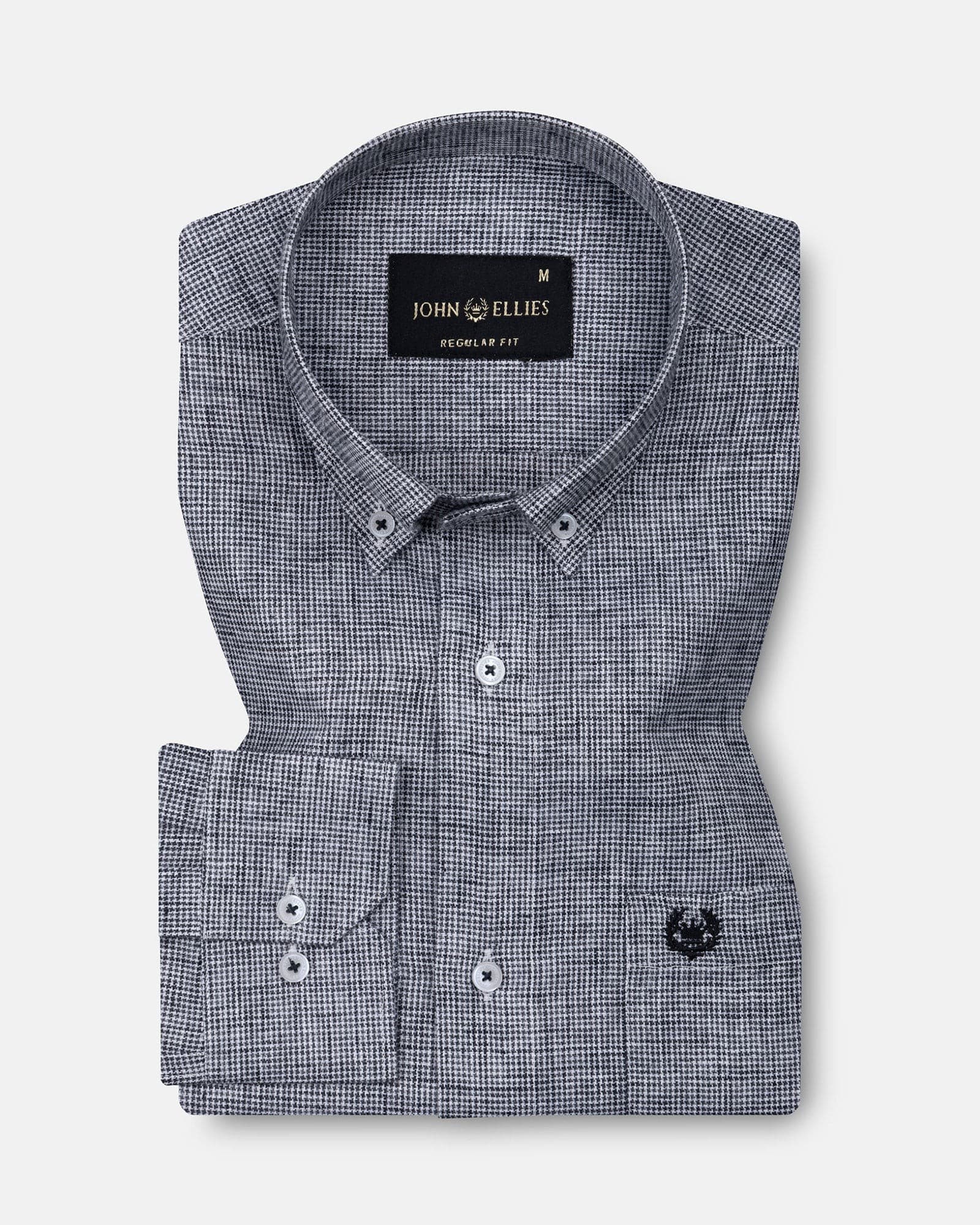 Parcore Black Check Button Down Linen Cotton Shirt