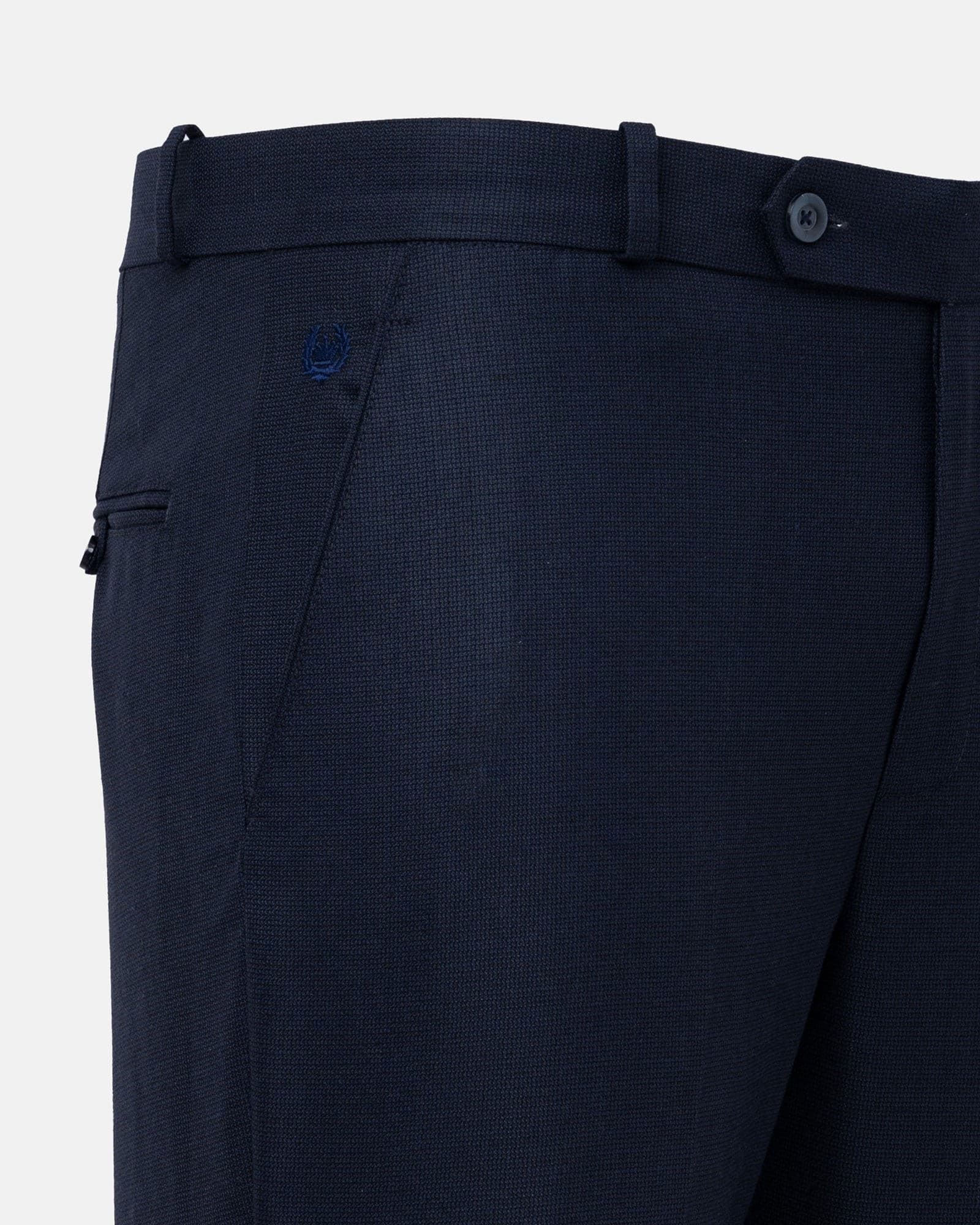 Mance Navy Blue Textured Formal Cotton Pant
