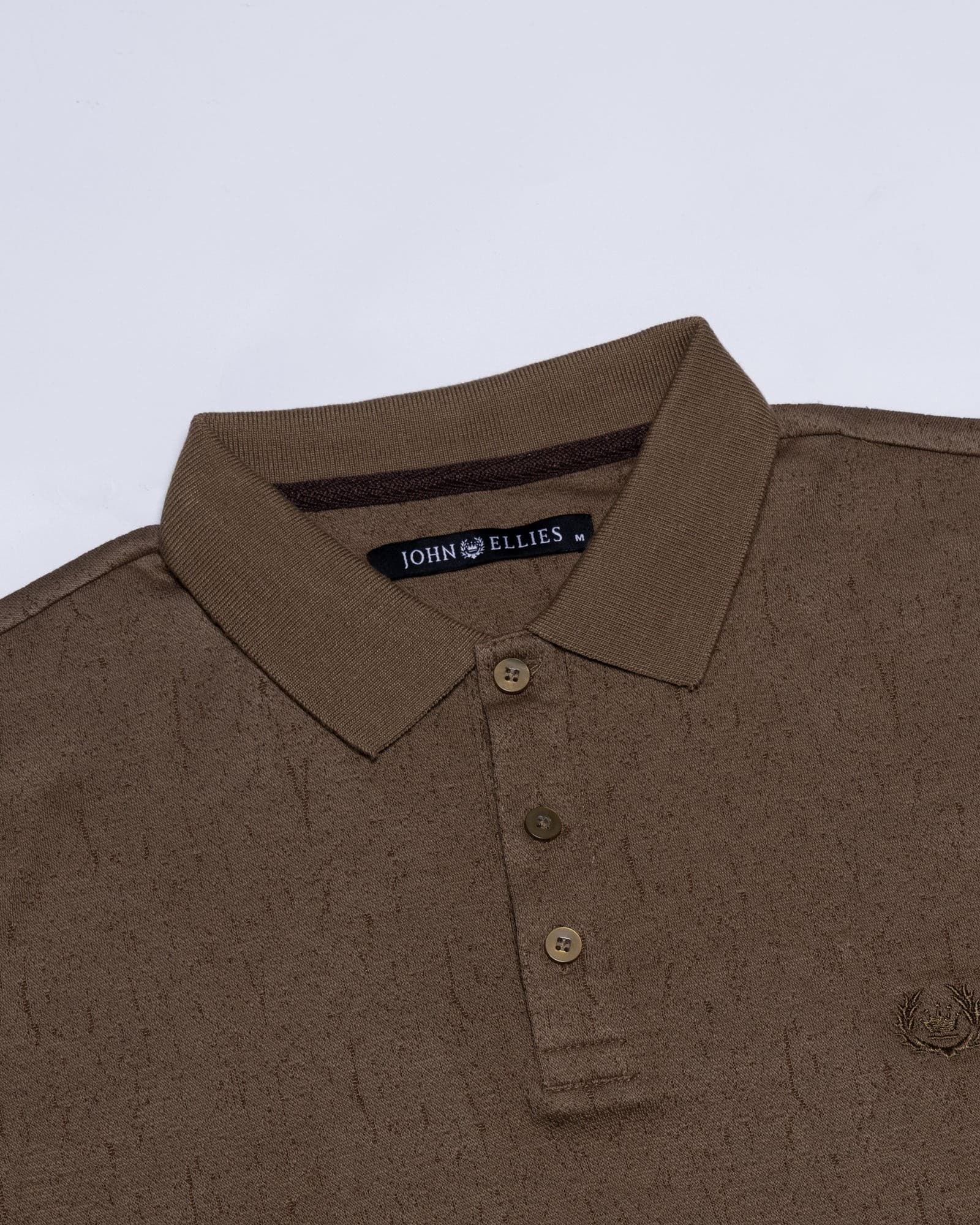 Persien Brown Cotton Textured Polo T-Shirt