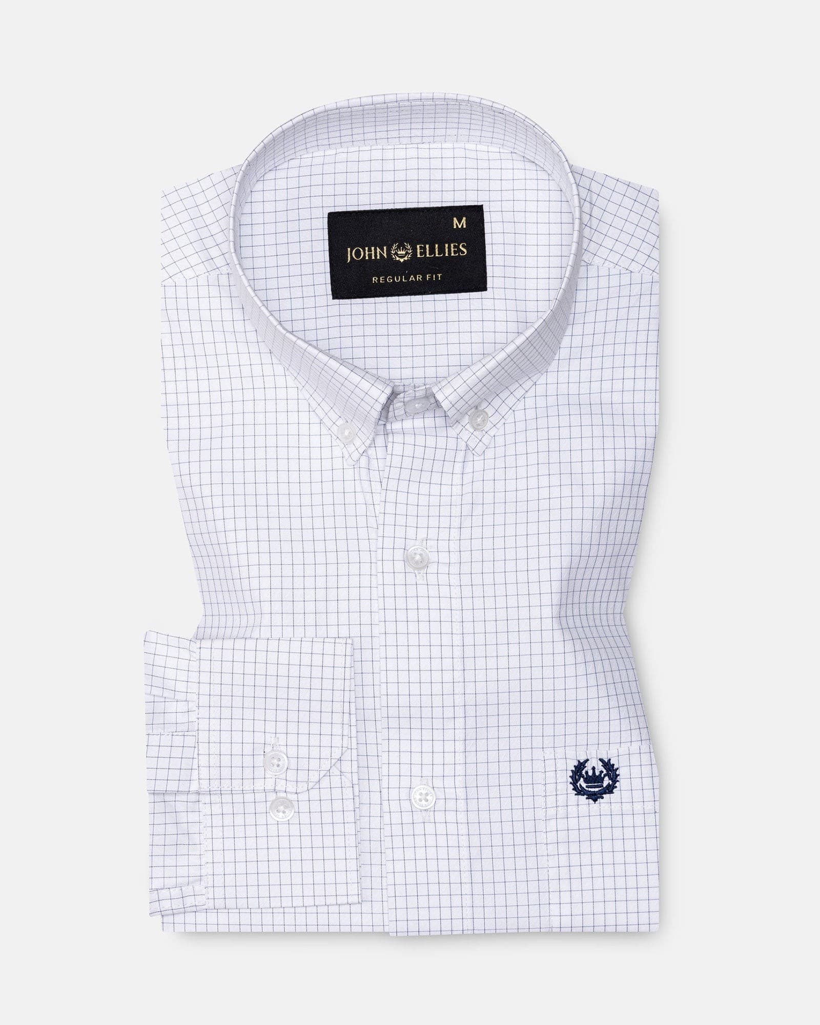 Jynx Navy Blue Check Button Down Cotton Shirt