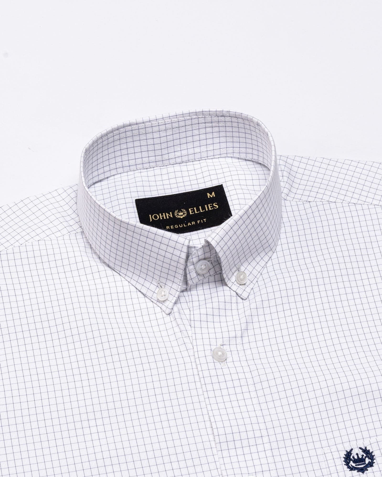 Jynx Navy Blue Check Button Down Cotton Shirt