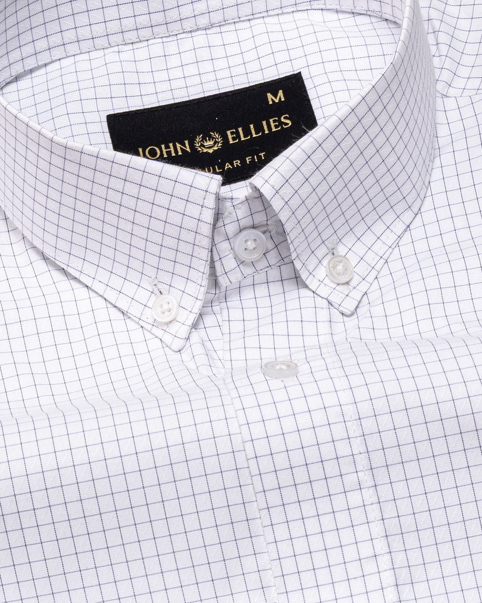 Jynx Navy Blue Check Button Down Cotton Shirt