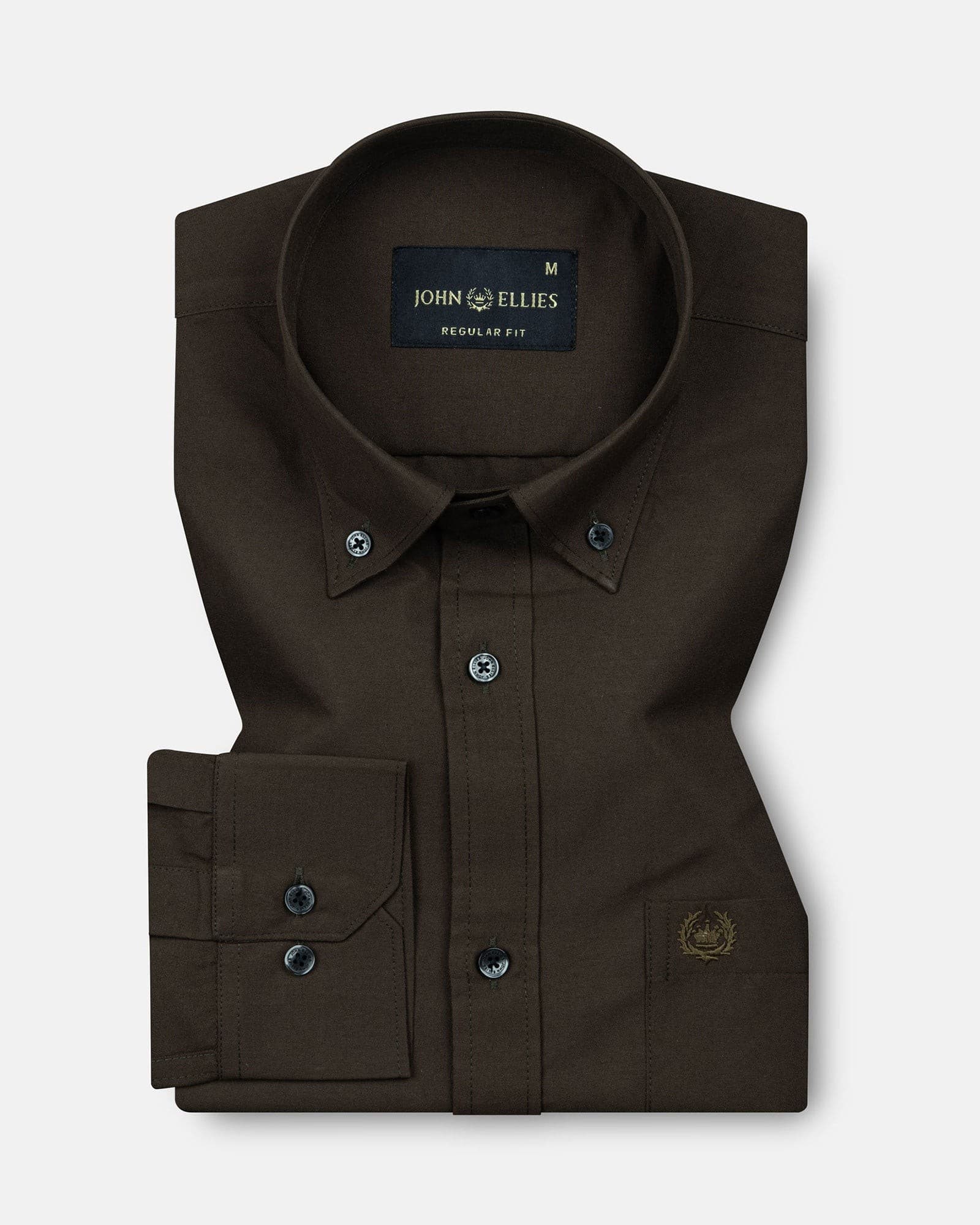 Monza Coffee Plain Button Down Polyester Shirt