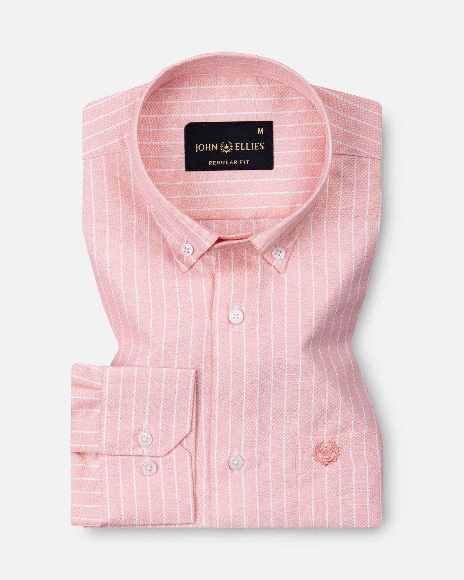 Seashel Orange Stripe Button Down Oxford Cotton Shirt
