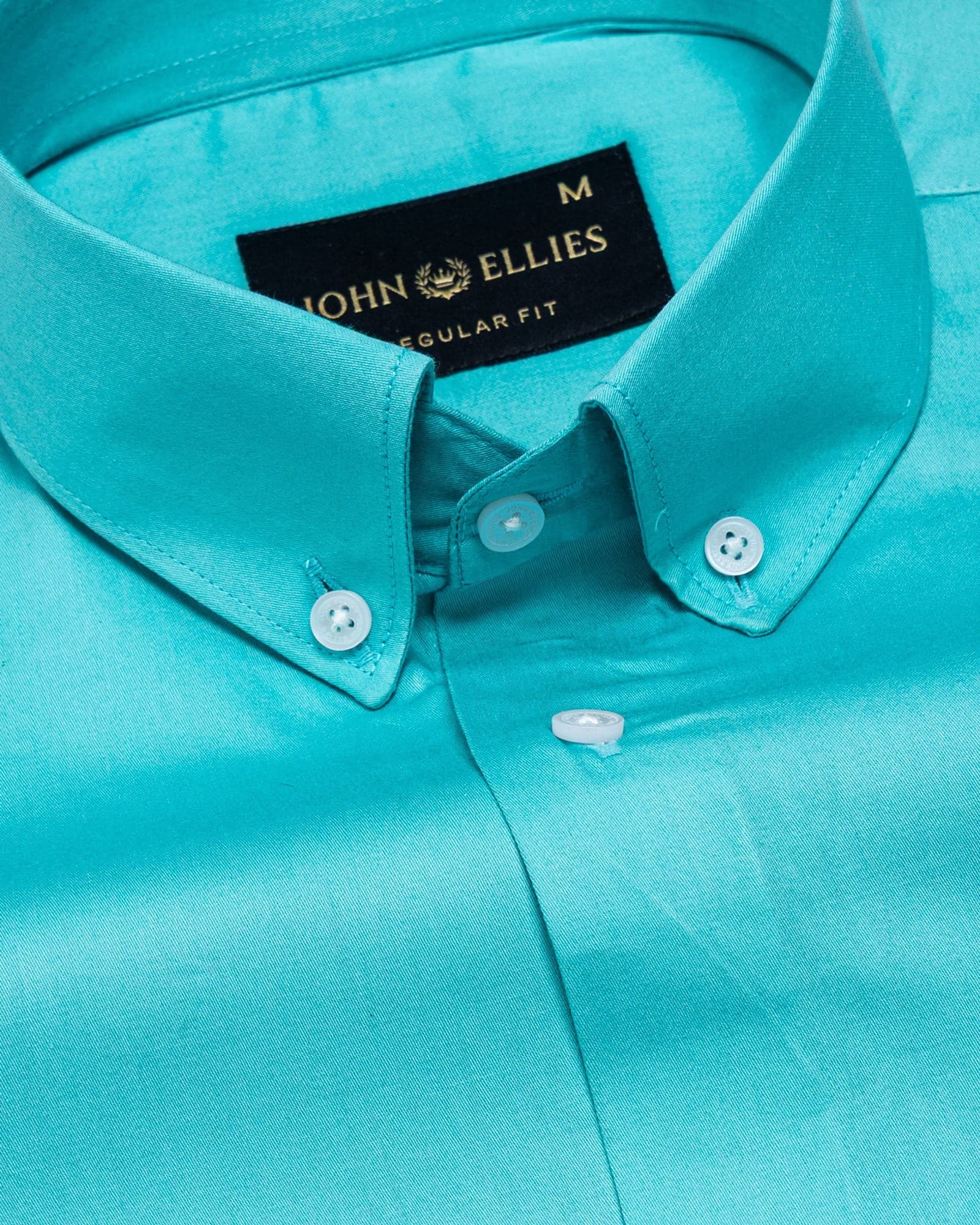 Griphen Cyan Plain Button Down Cotton Shirt