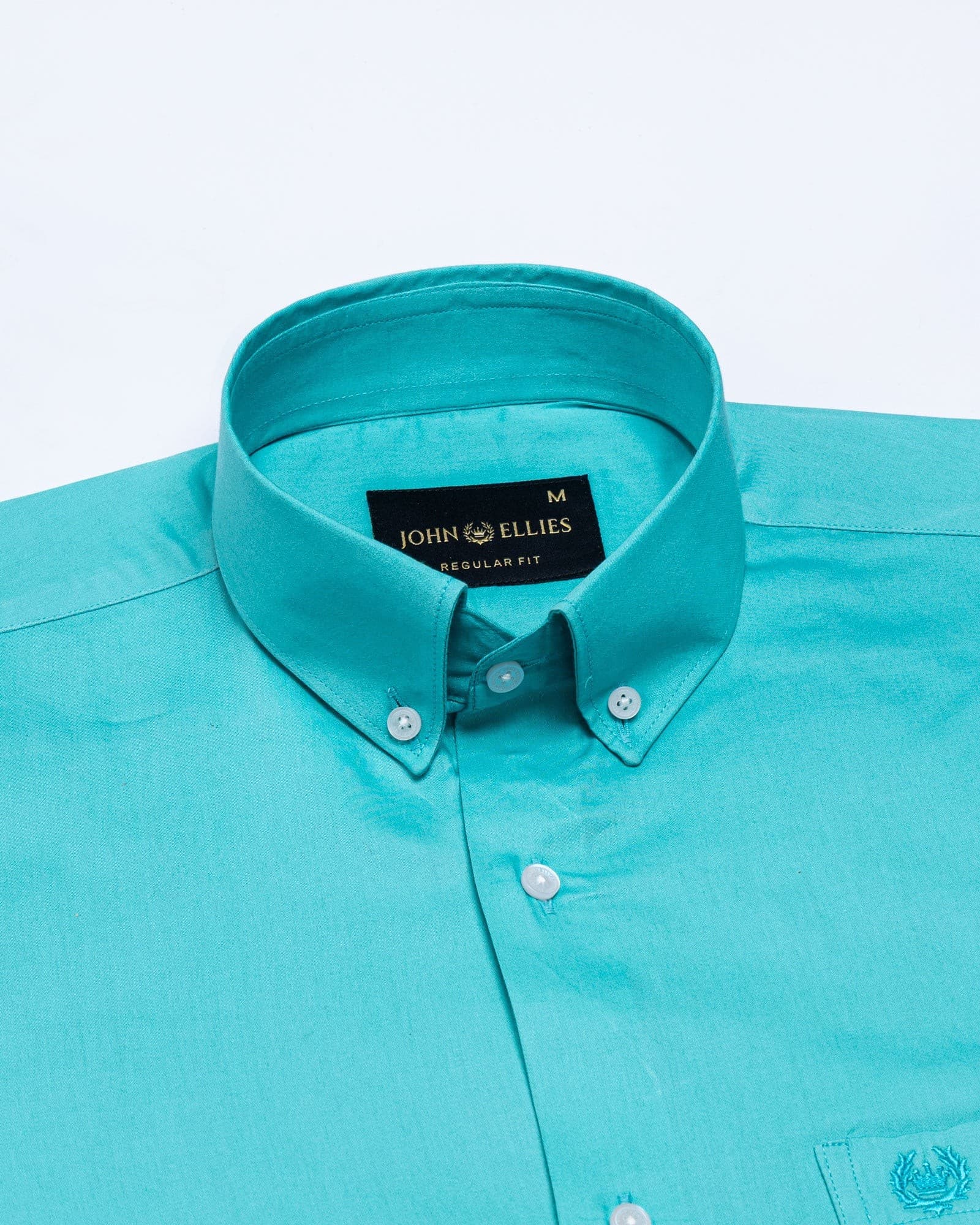 Griphen Cyan Plain Button Down Cotton Shirt
