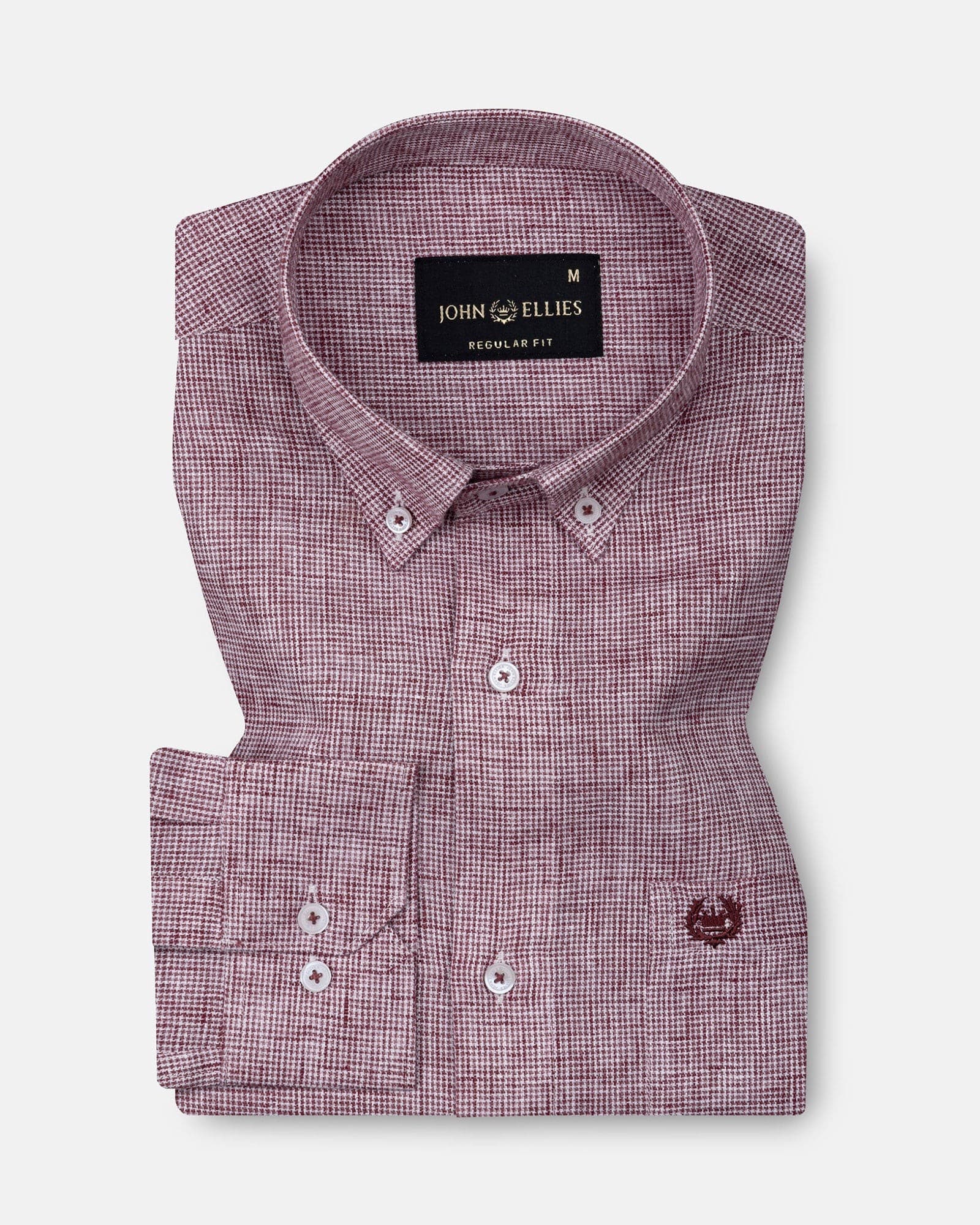 Parcore Maroon Check Button Down Linen Cotton Shirt