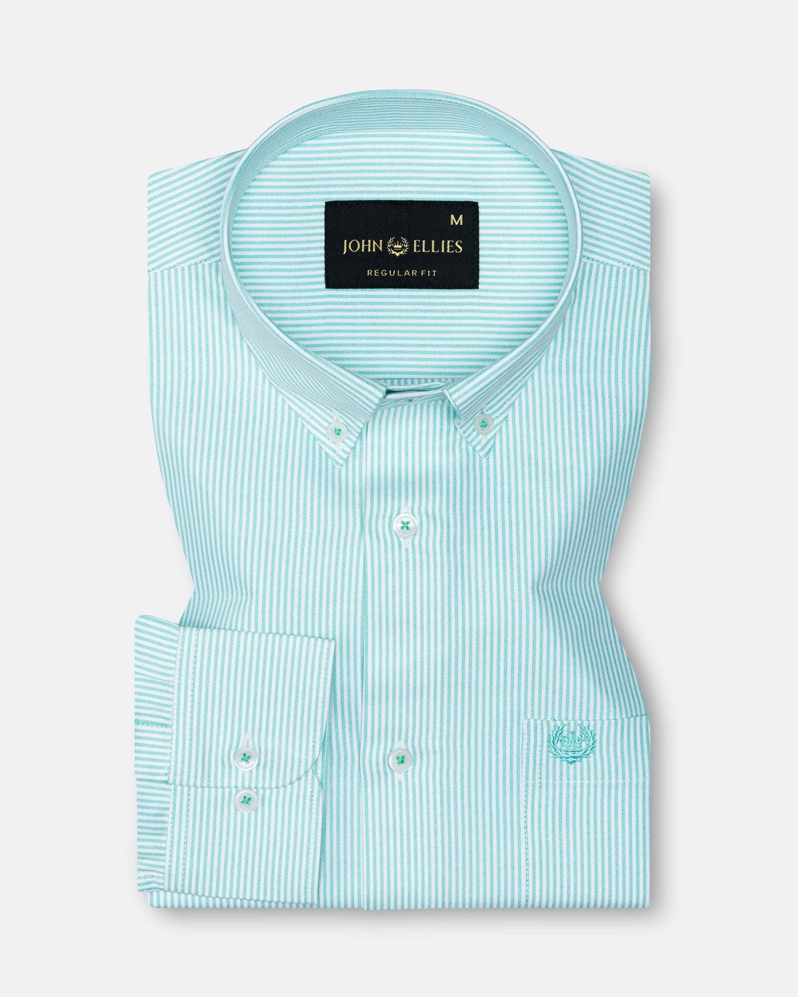 Zanrix Lime Stripe Button Down Oxford Cotton Shirt