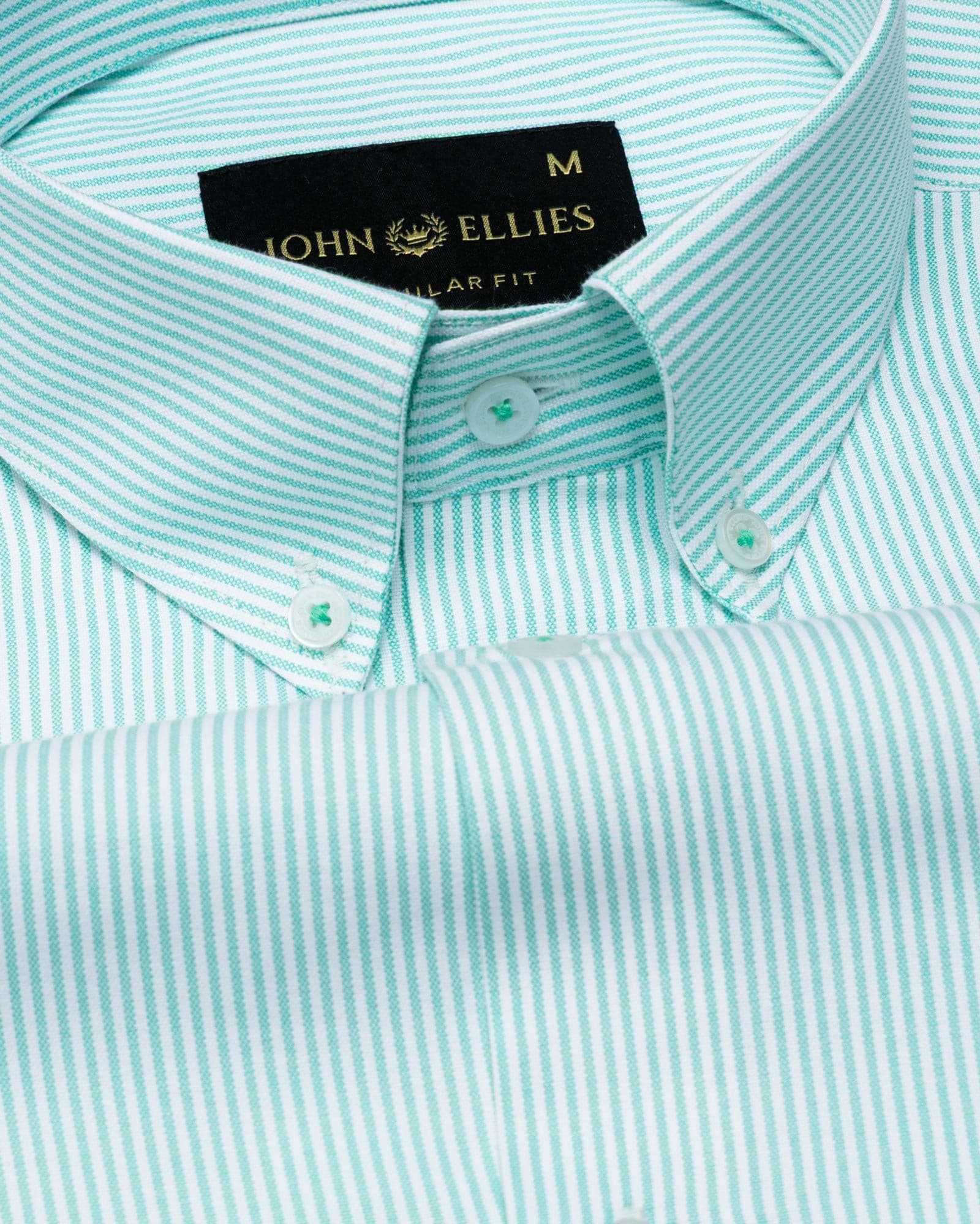 Zanrix Lime Stripe Button Down Oxford Cotton Shirt