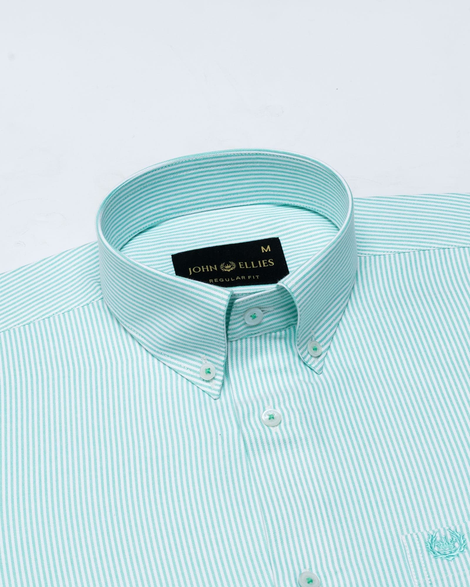 Zanrix Lime Stripe Button Down Oxford Cotton Shirt