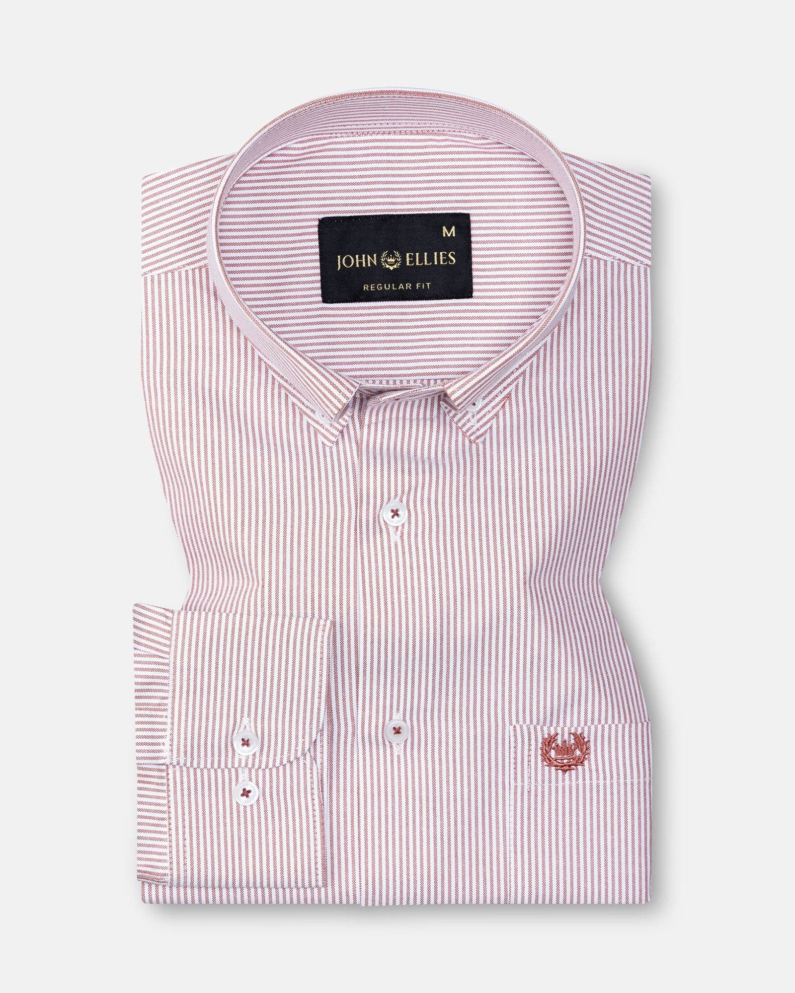 Zanrix Red Stripe Button Down Oxford Cotton Shirt