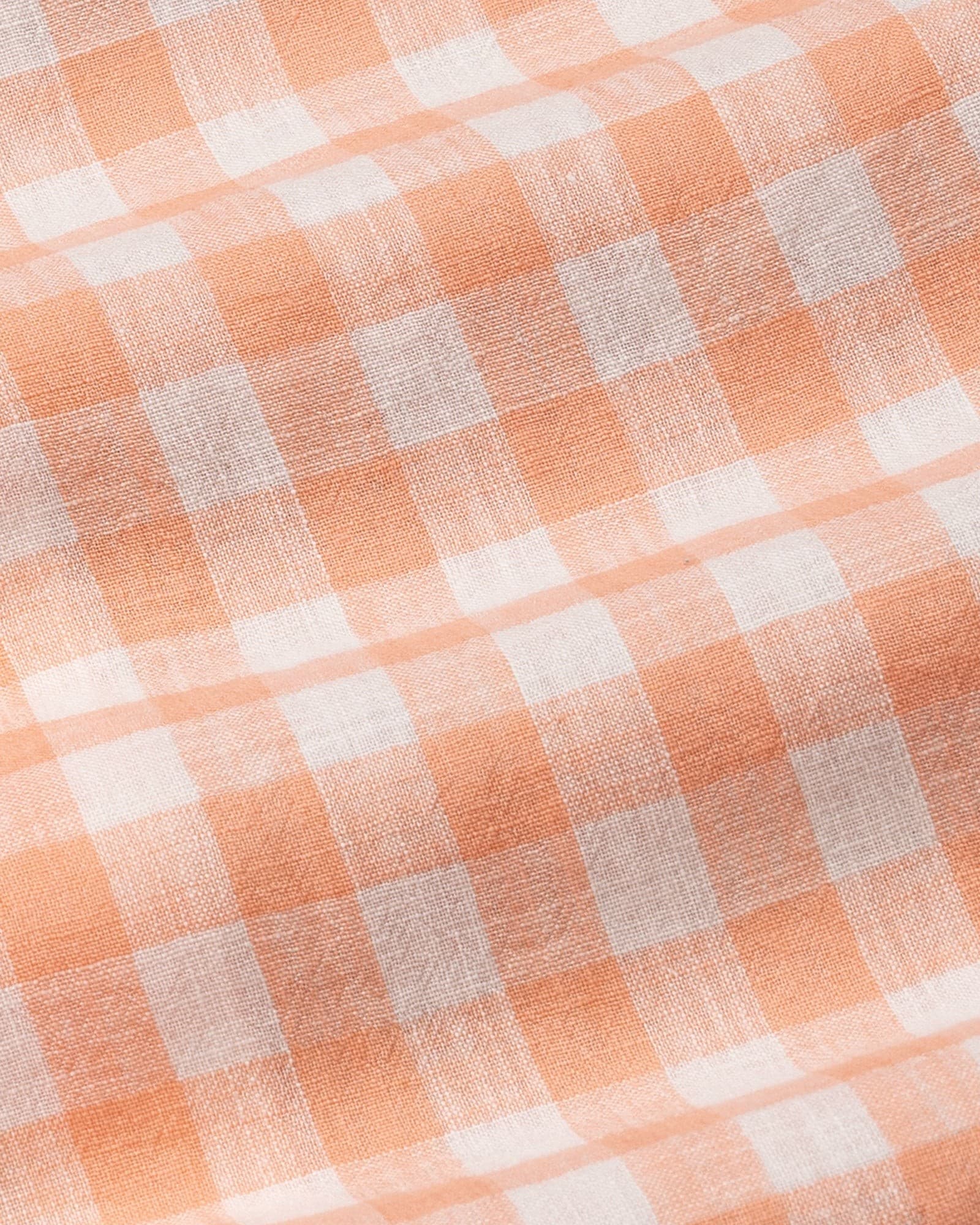 Qevan Peach Check Button Down Linen Shirt