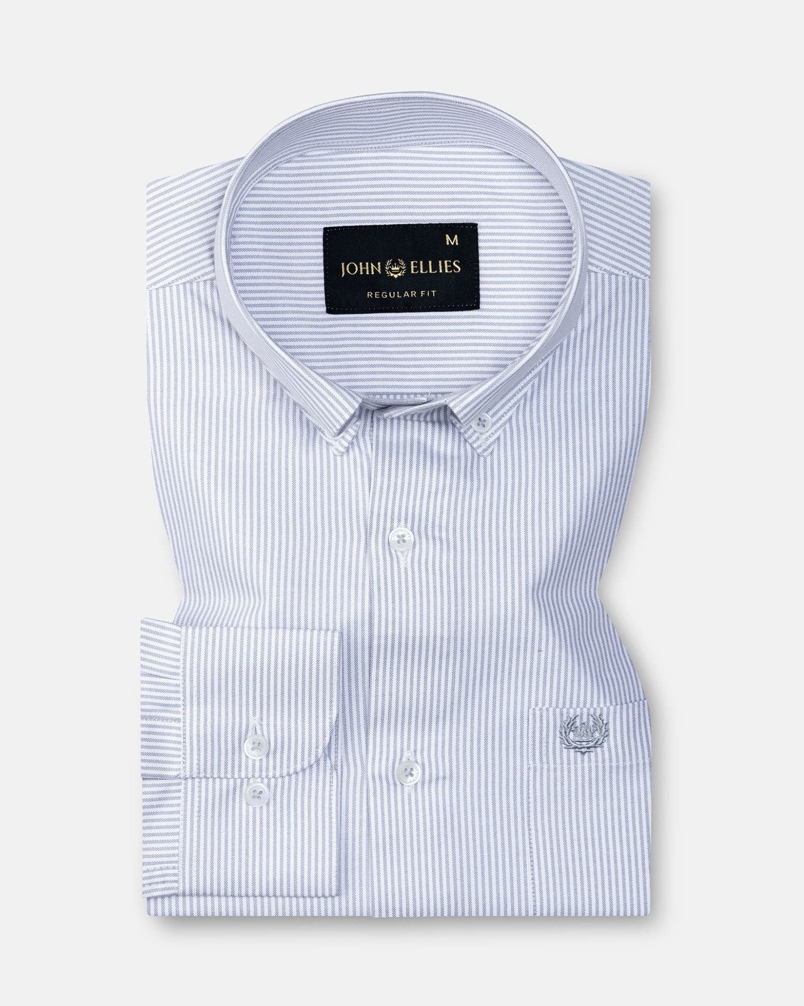 Zanrix Silver Stripe Button Down Oxford Cotton Shirt