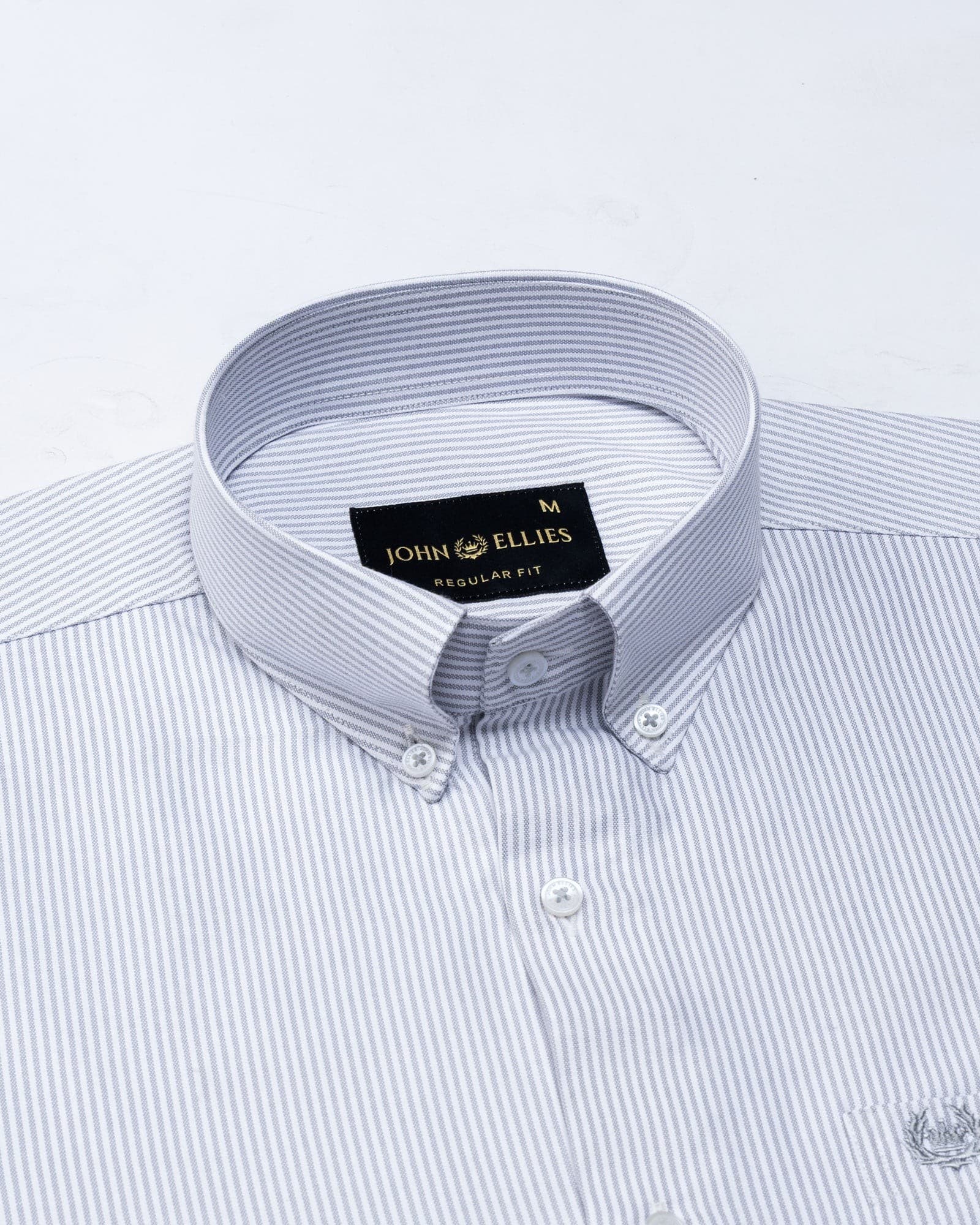 Zanrix Silver Stripe Button Down Oxford Cotton Shirt