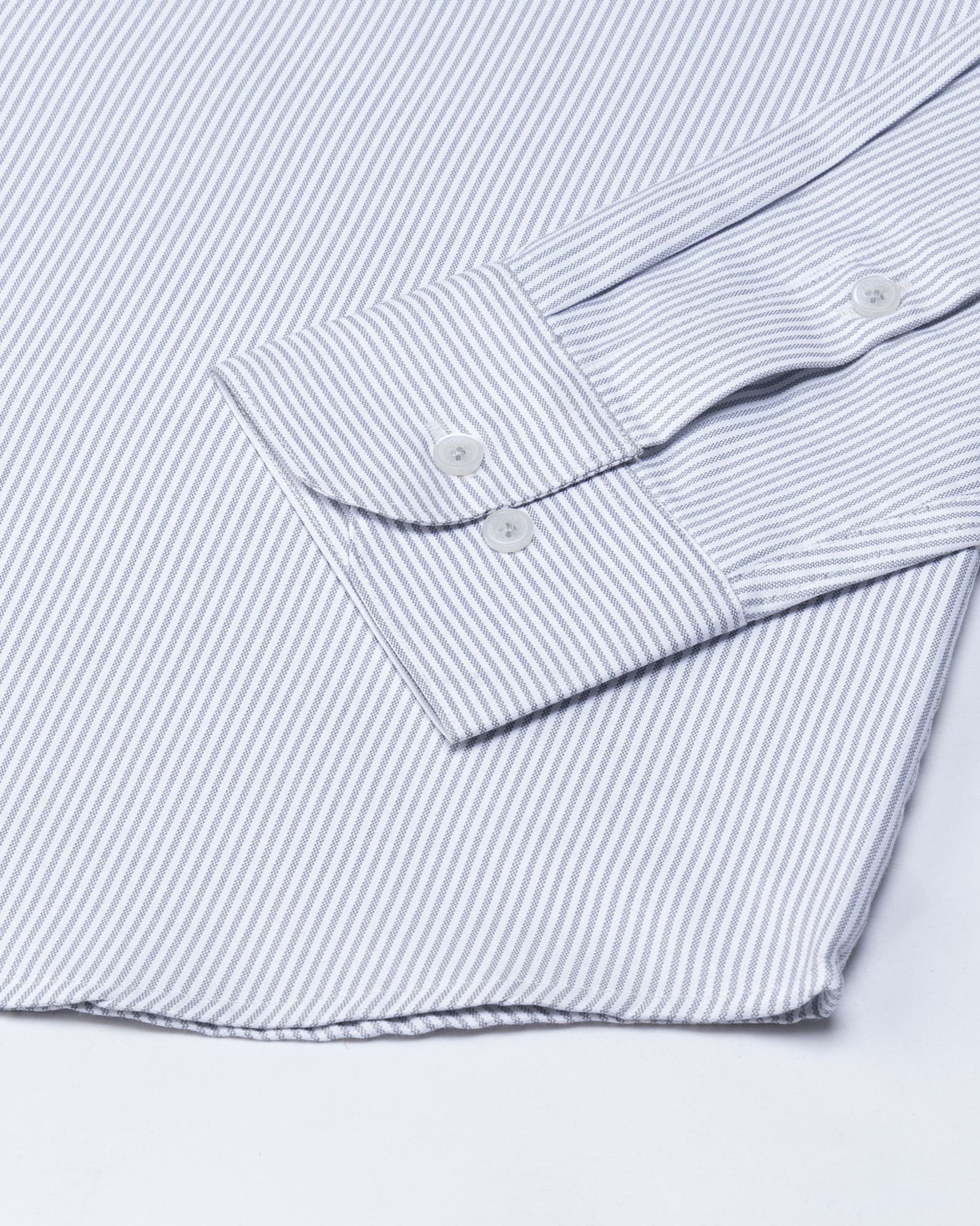 Zanrix Silver Stripe Button Down Oxford Cotton Shirt