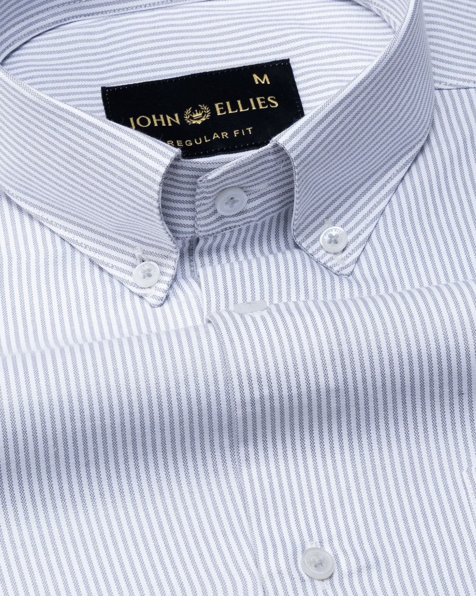 Zanrix Silver Stripe Button Down Oxford Cotton Shirt
