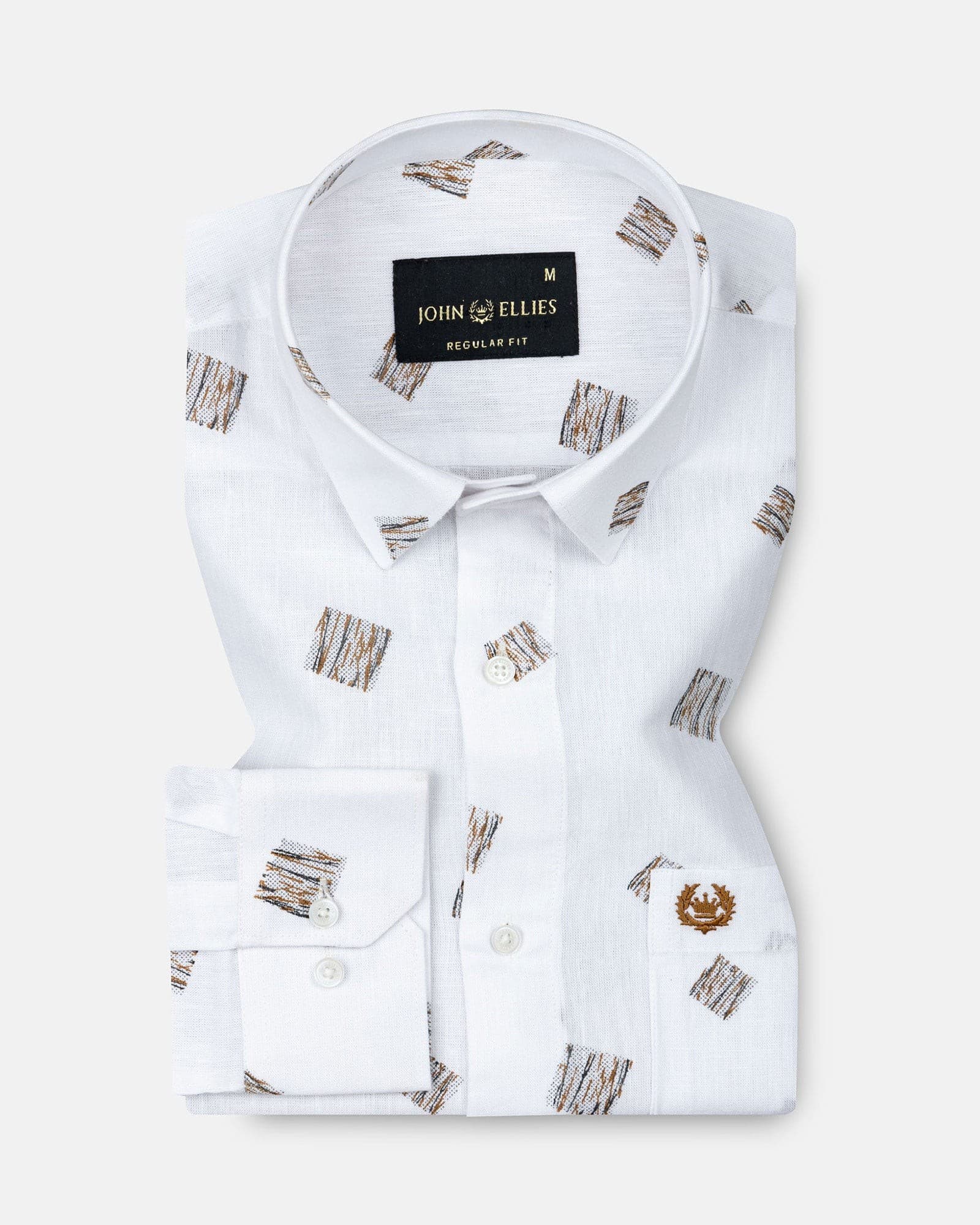 Celith White Scribble Linen Printed Shirt