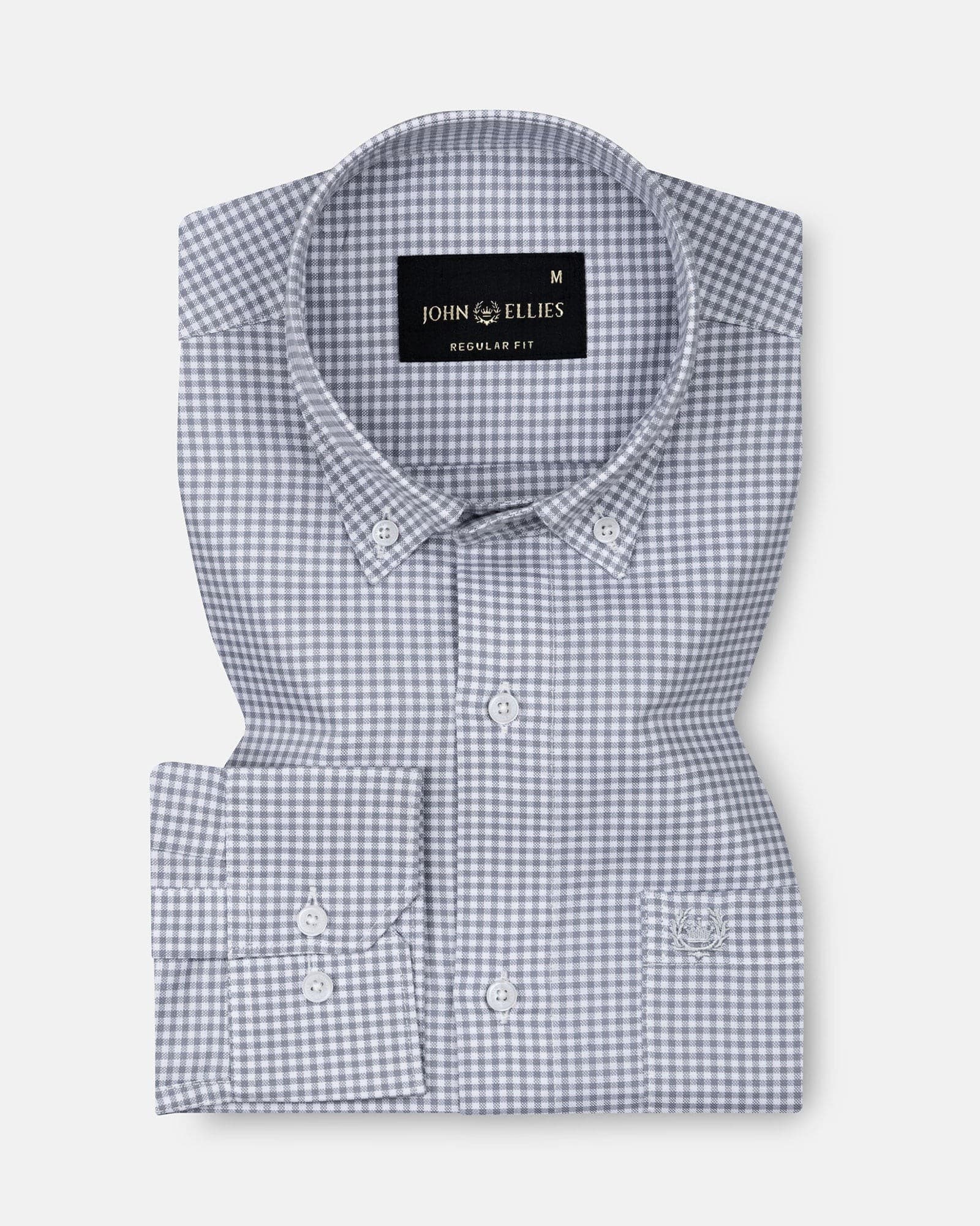 Cipher Grey Check Button Down Oxford Cotton Shirt