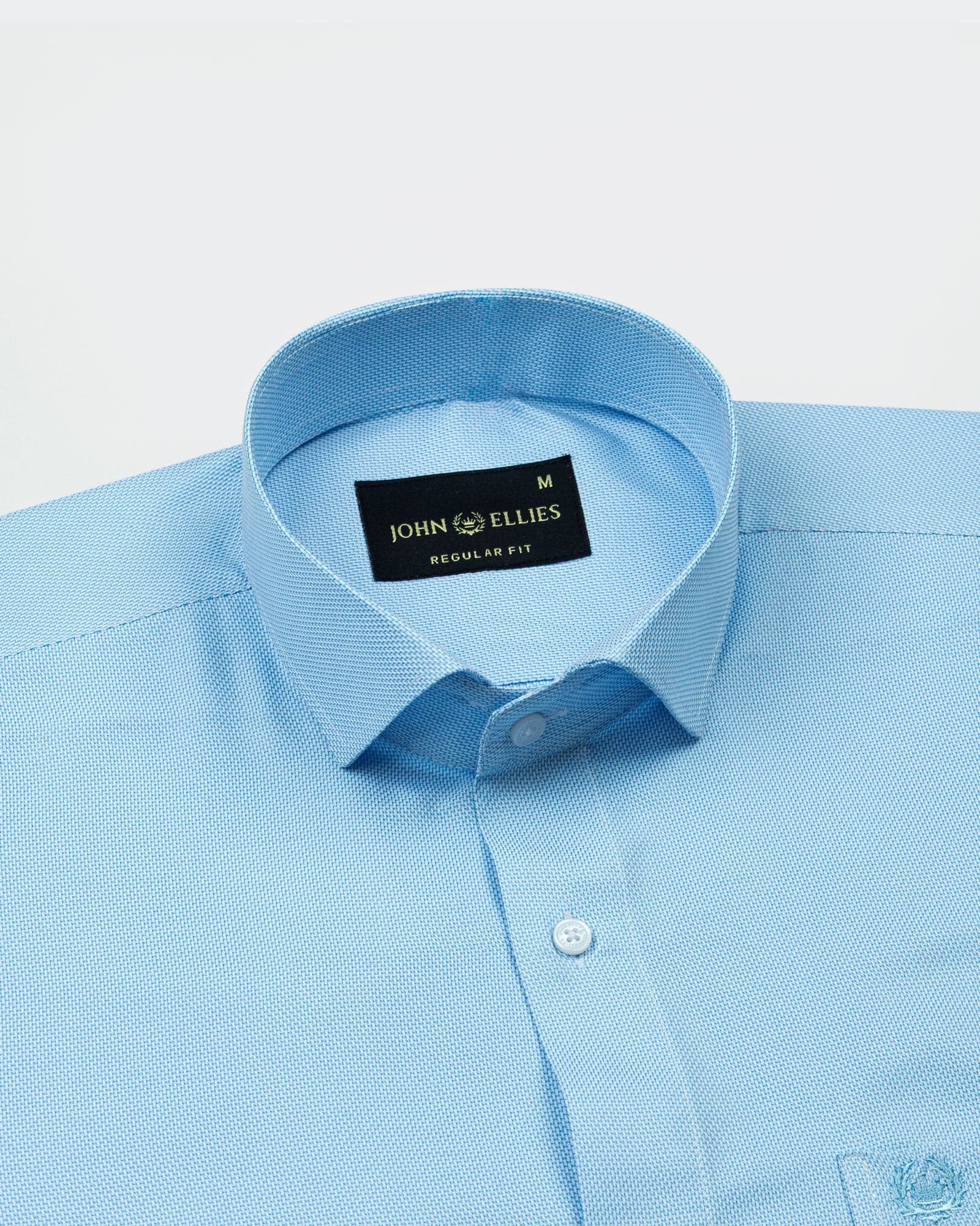 Marcell Sky Blue Textured Cutaway Cotton Shirt
