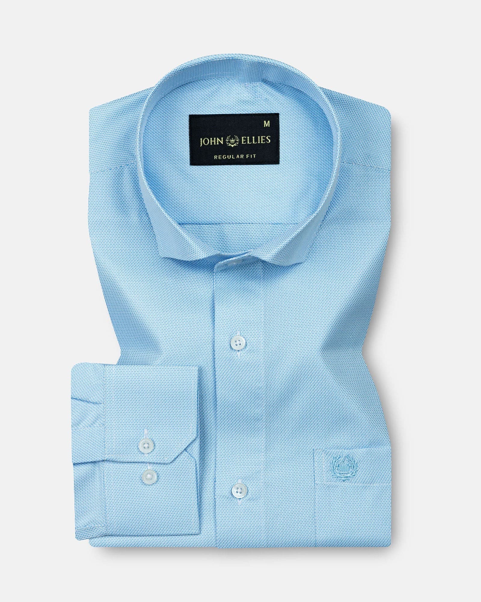 Marcell Sky Blue Textured Cutaway Cotton Shirt