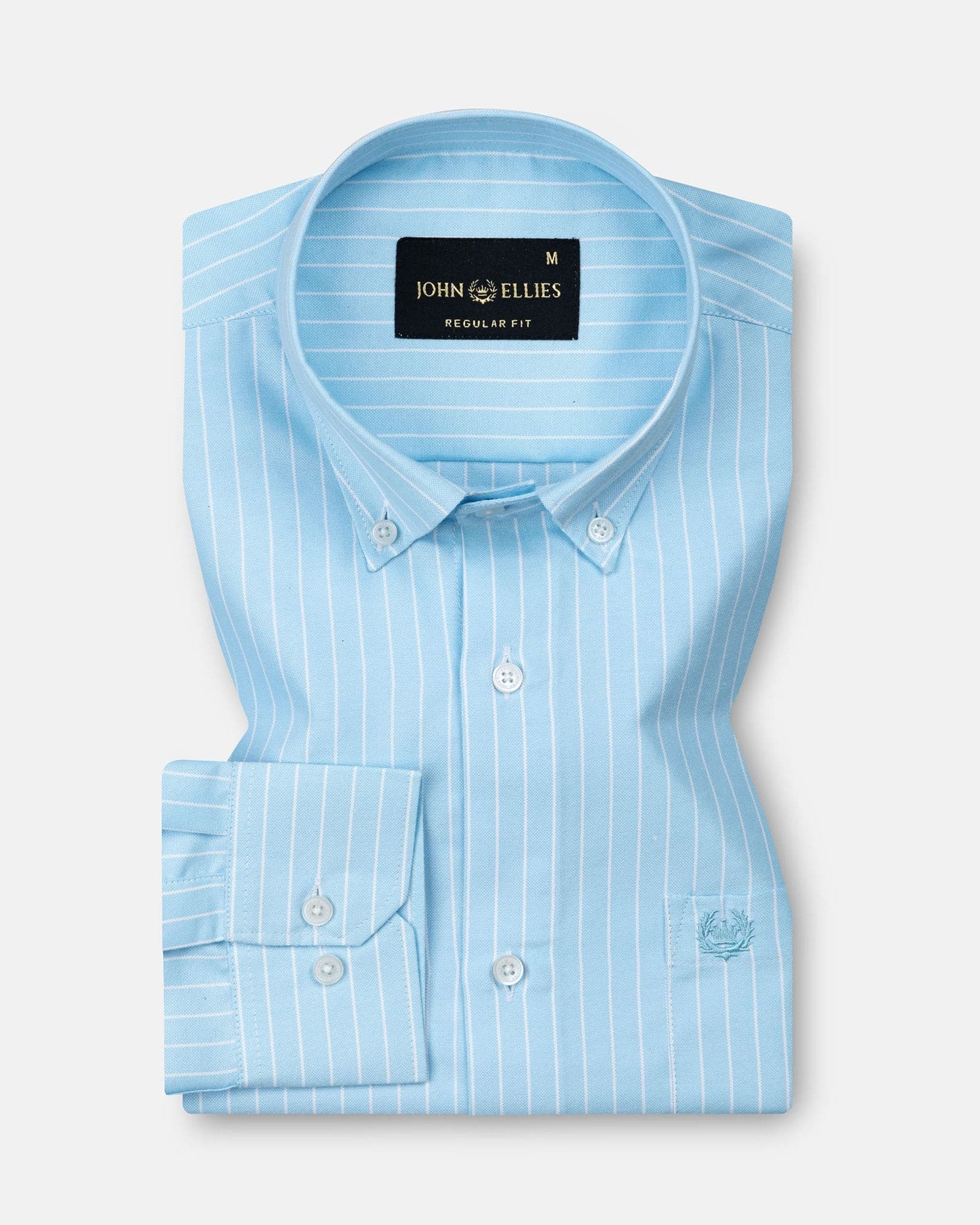 Seashel Cyan Stripe Button Down Oxford Cotton Shirt