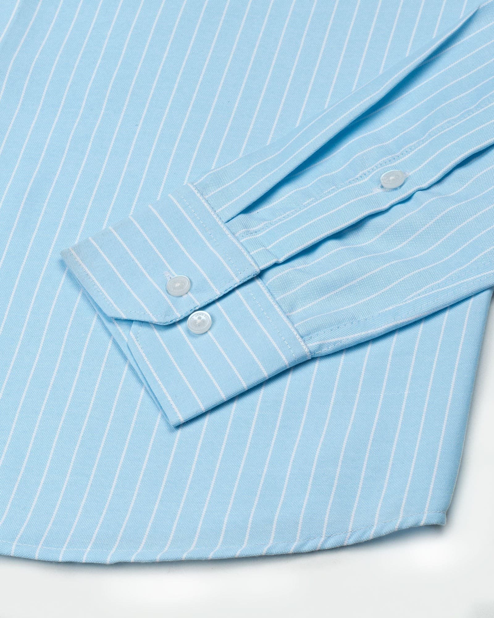 Seashel Cyan Stripe Button Down Oxford Cotton Shirt