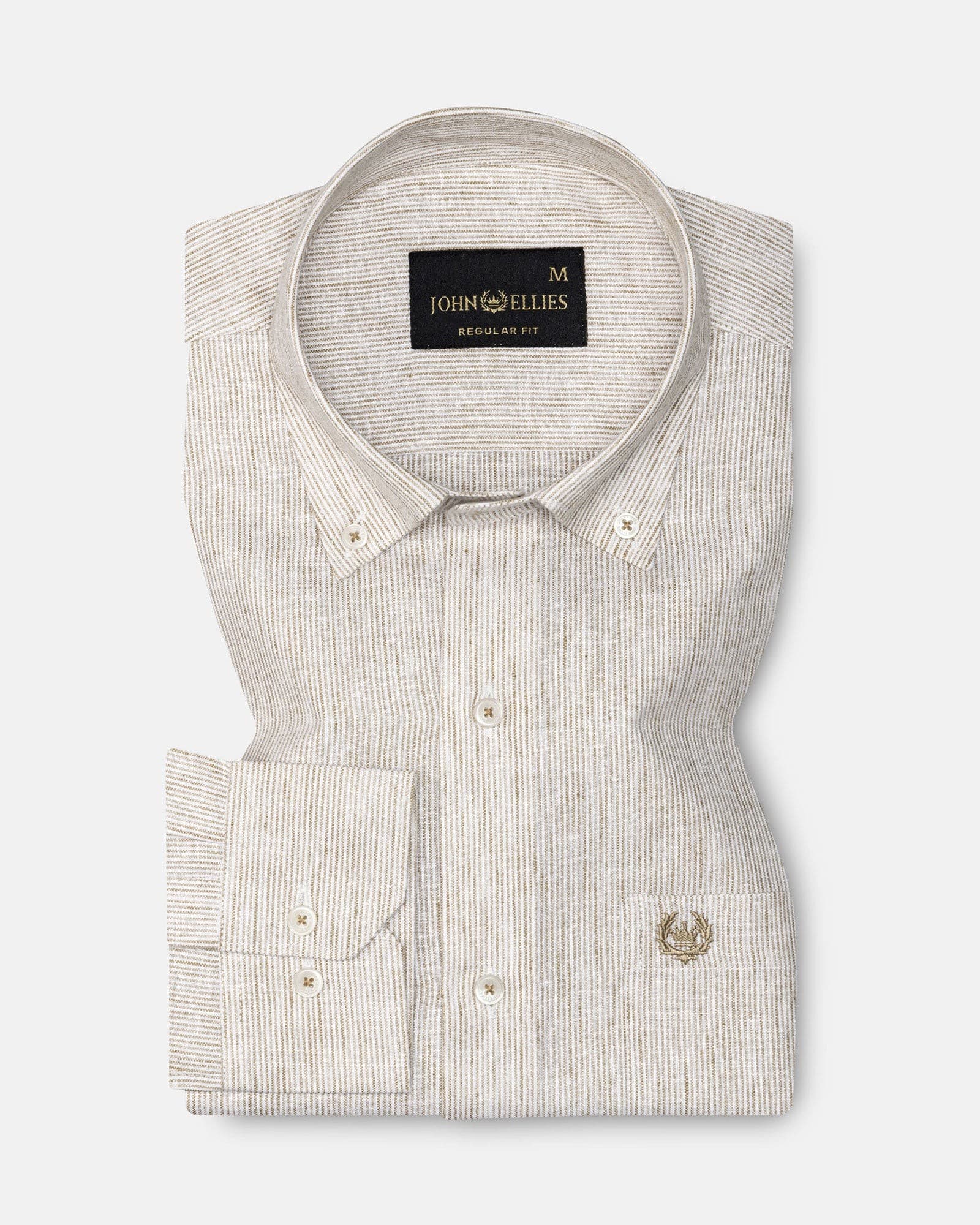 Macbeth Brown Stripe Button Down Linen Shirt