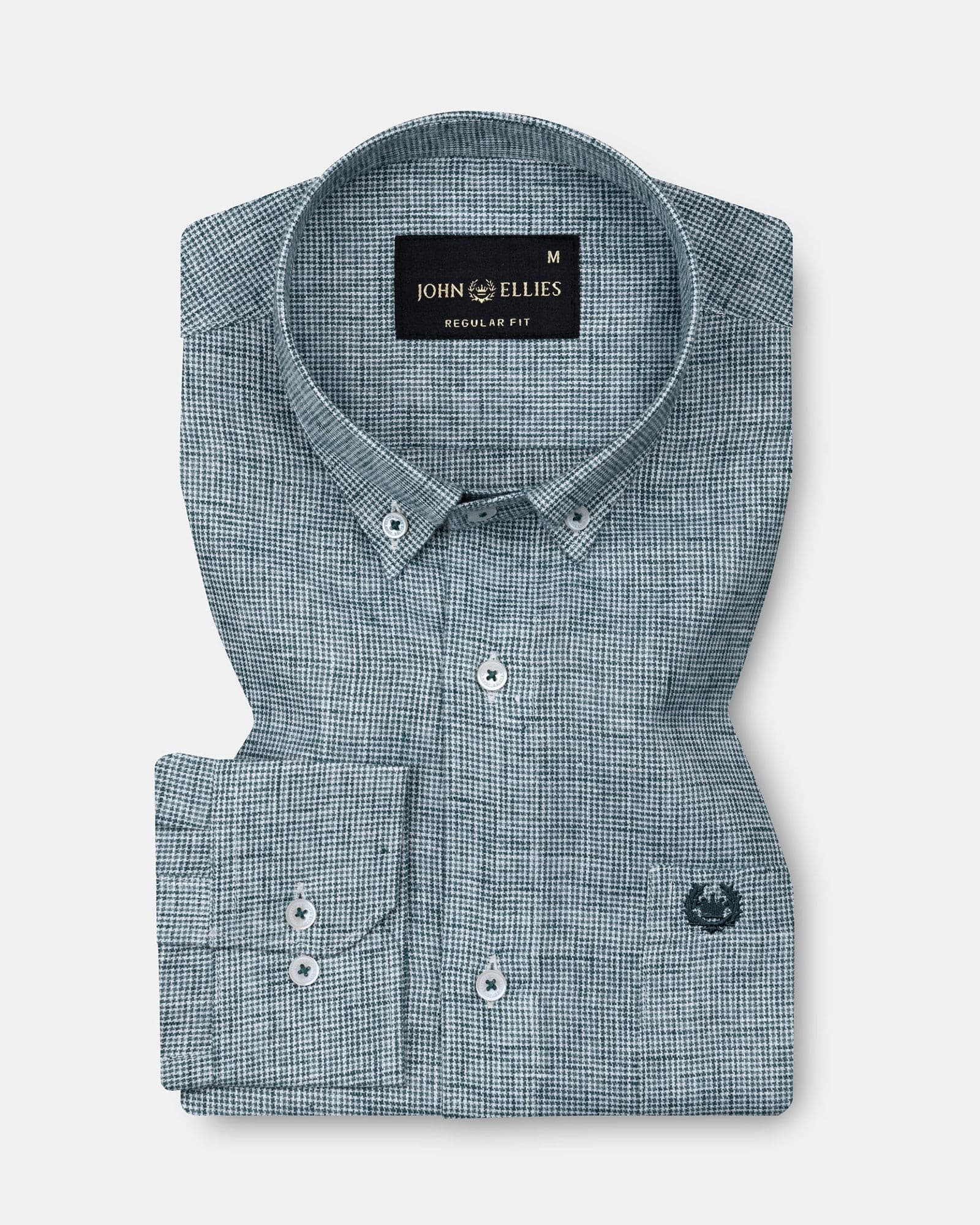 Parcore Green Check Button Down Linen Cotton Shirt