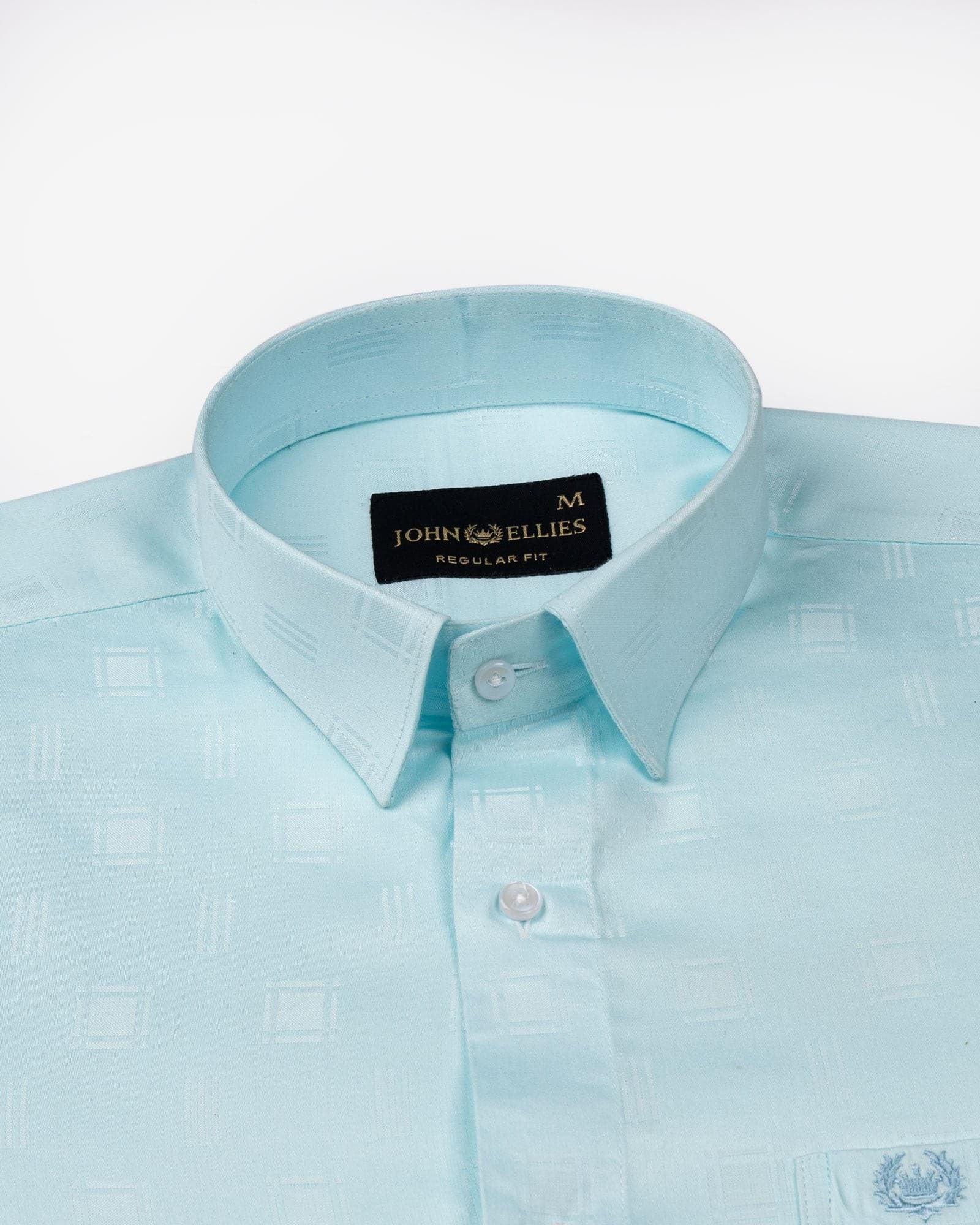 Agnes Cyan Textured Cotton Shirt
