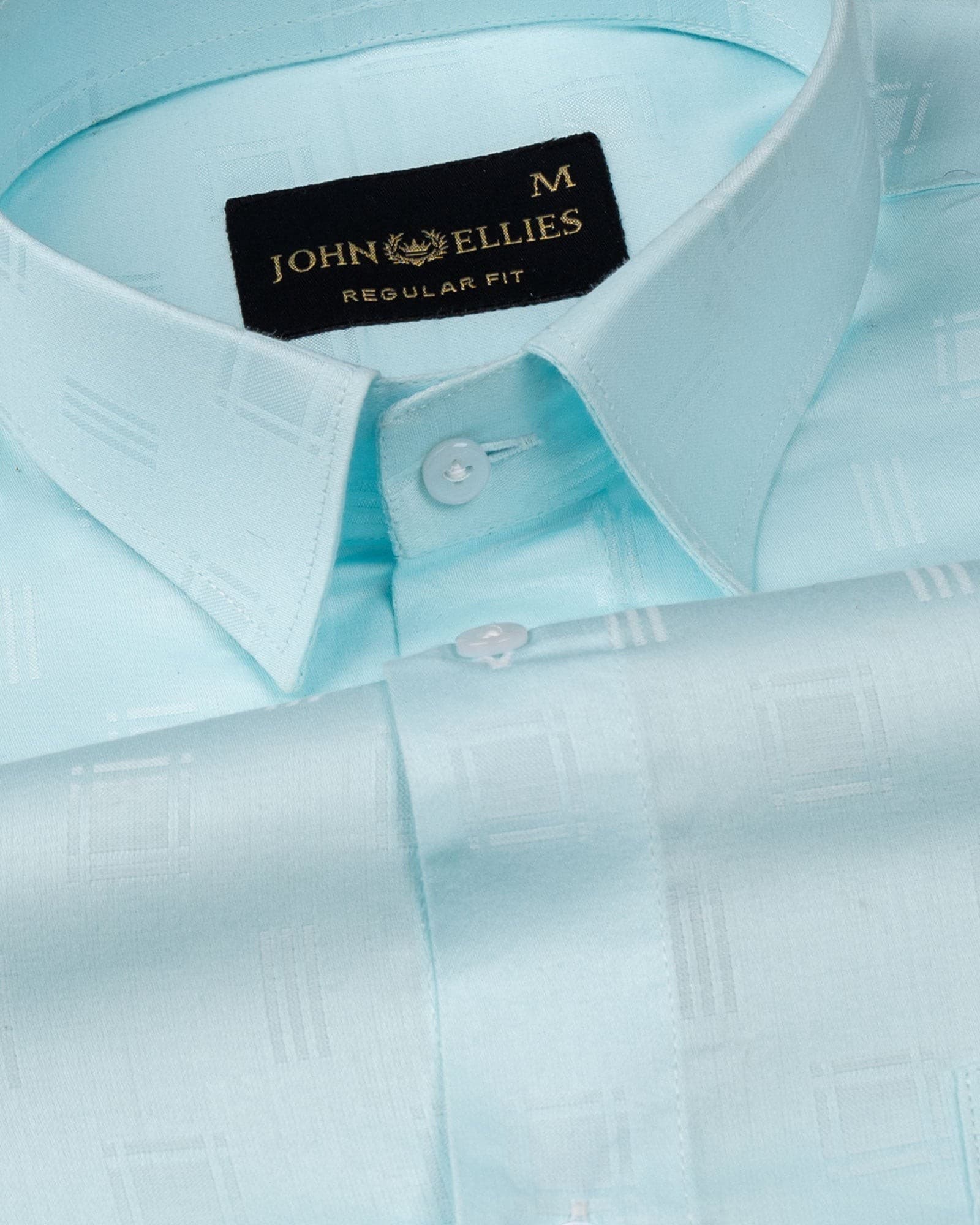 Agnes Cyan Textured Cotton Shirt