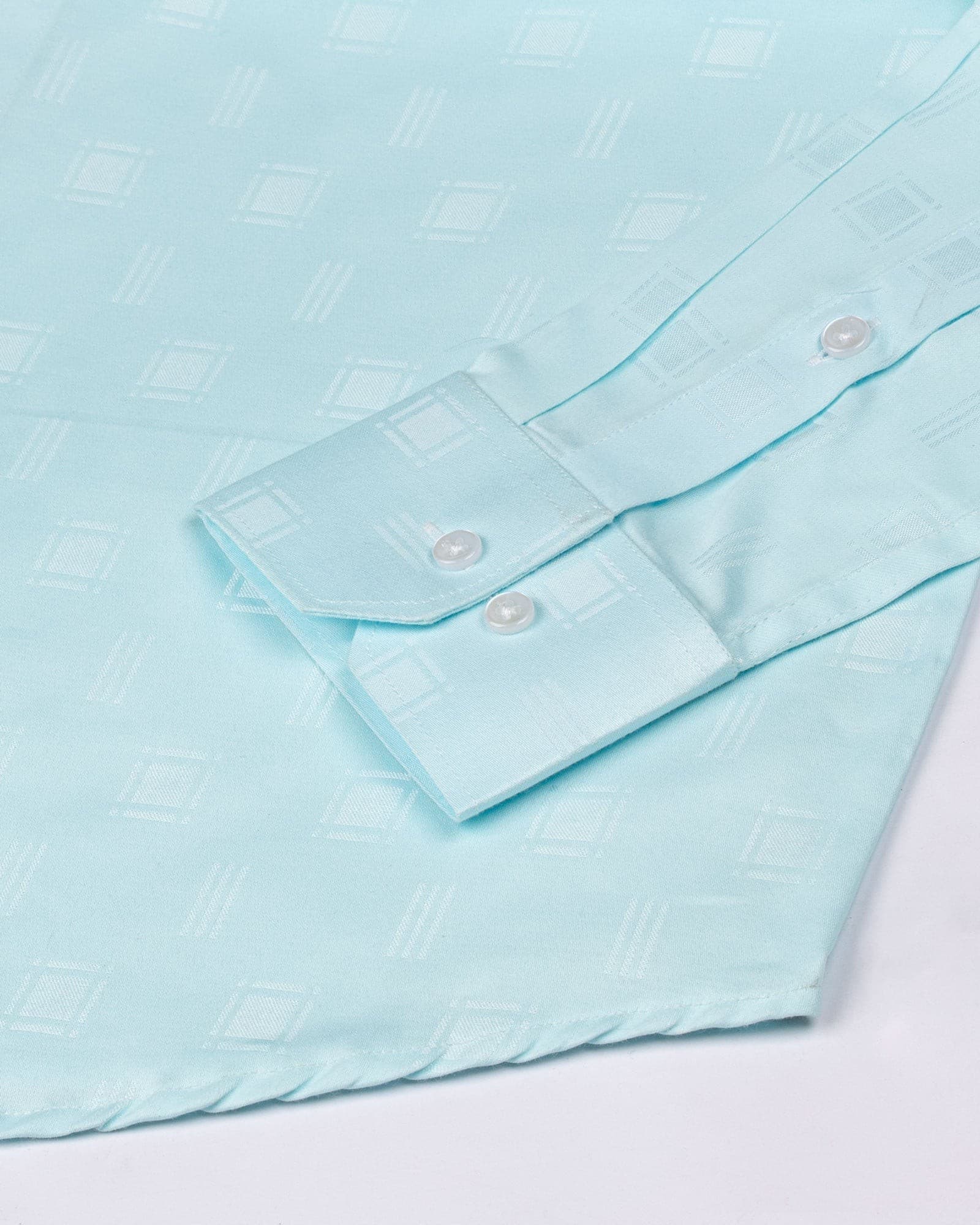 Agnes Cyan Textured Cotton Shirt