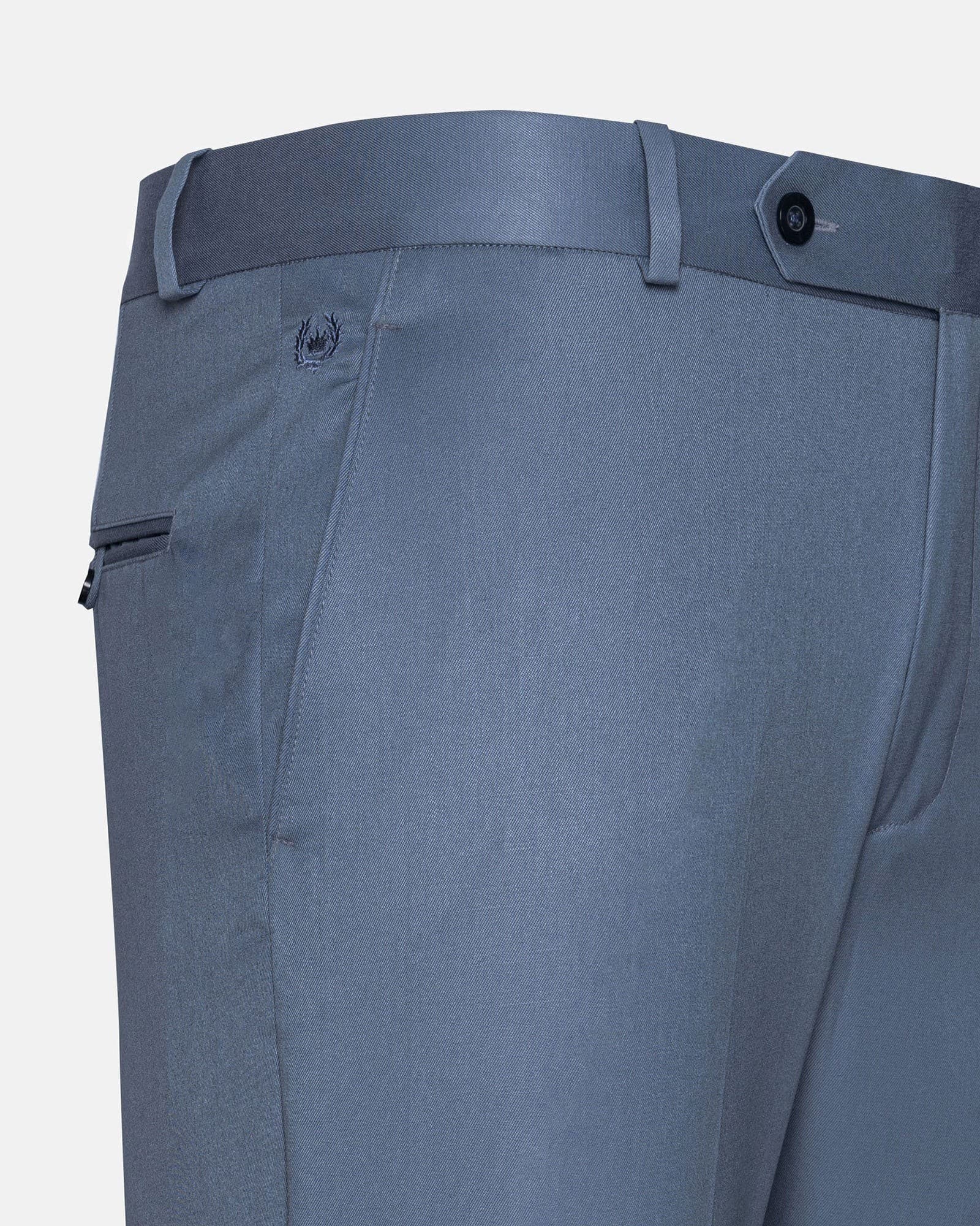Canes Steel Blue Plain Formal Cotton Pant