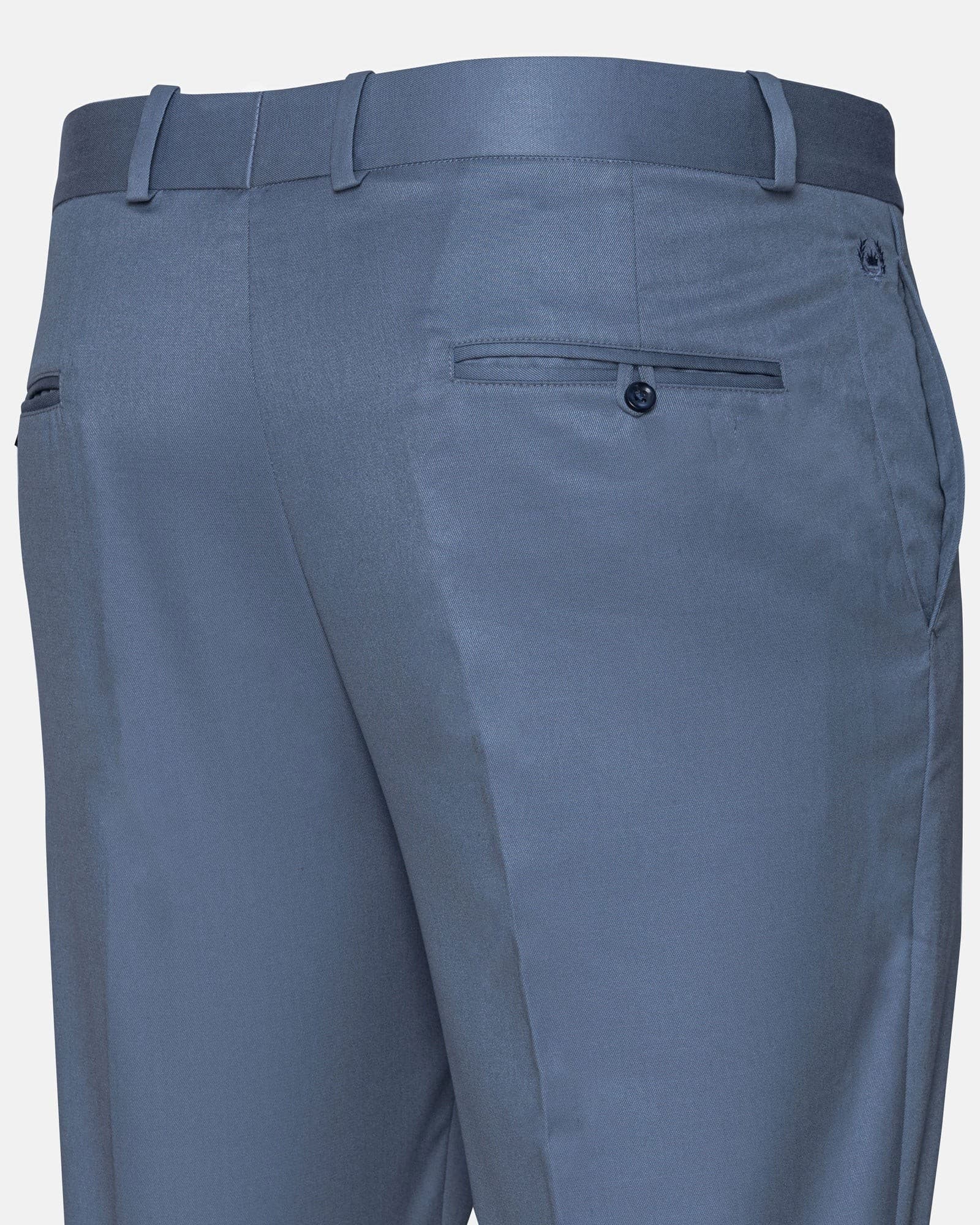 Canes Steel Blue Plain Formal Cotton Pant