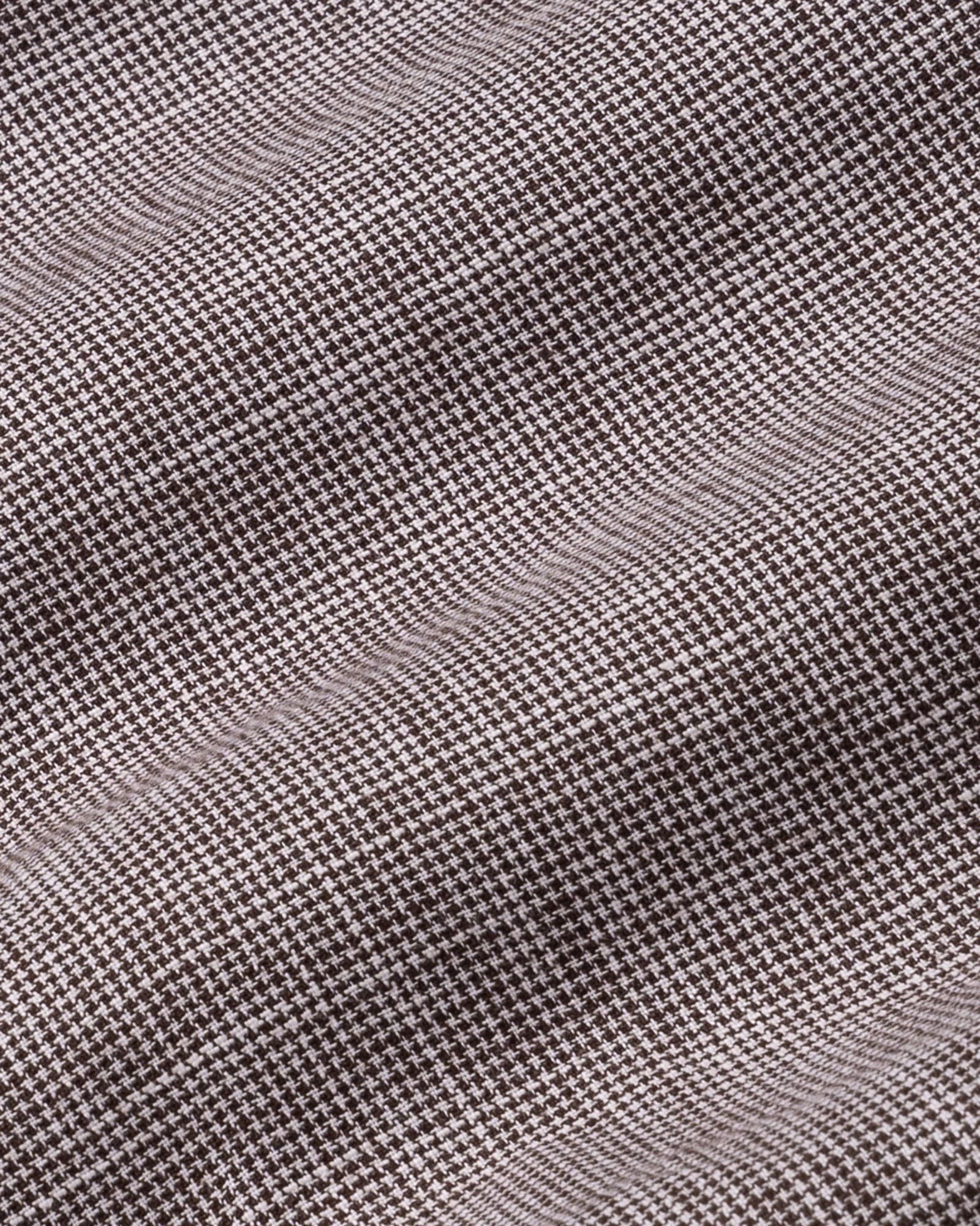 Zinots Brown Houndstooth Check Button Down Linen Shirt