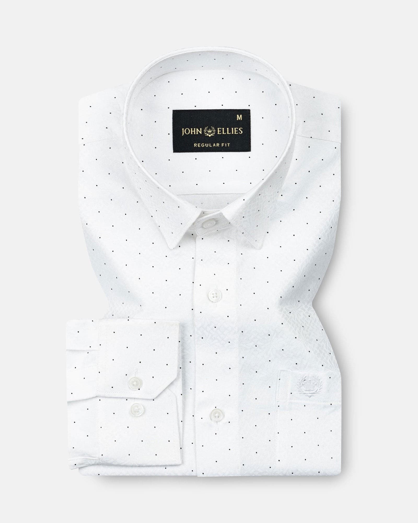 Luwan White Printed Dobby Cotton Shirt