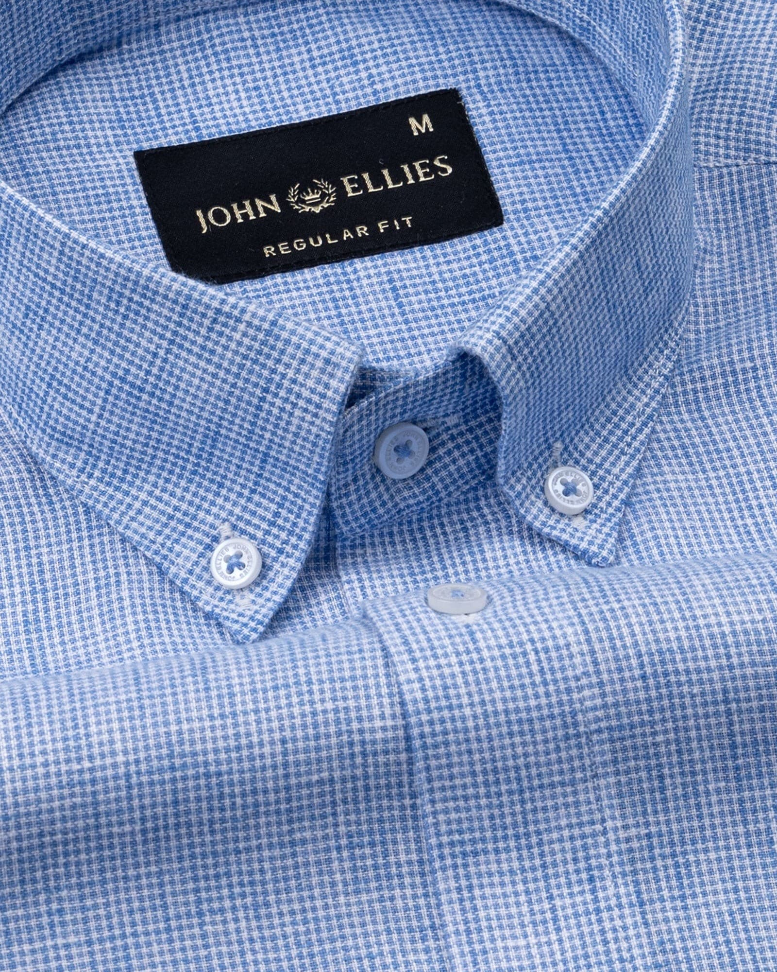 Parcore Blue Check Button Down Linen Cotton Shirt