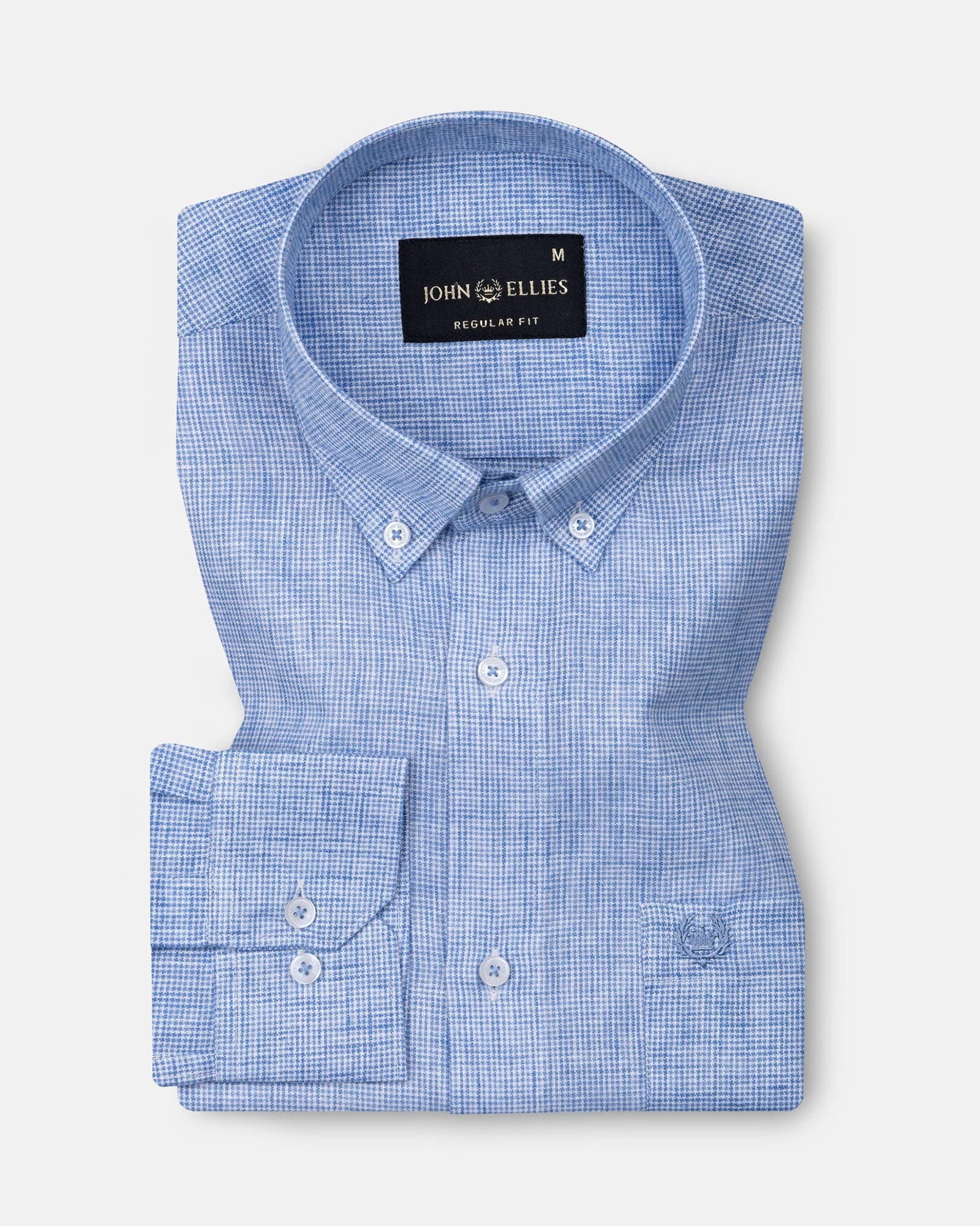 Parcore Blue Check Button Down Linen Cotton Shirt